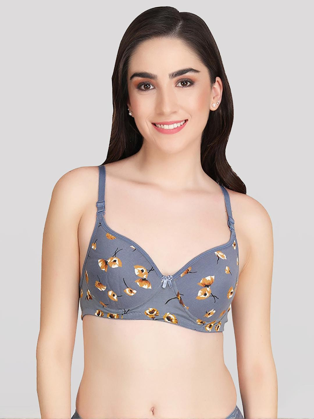 Women Cotton Grey Non Padded Non-Wired Lingerie Bra Sport wear Gym Crop Tank Top