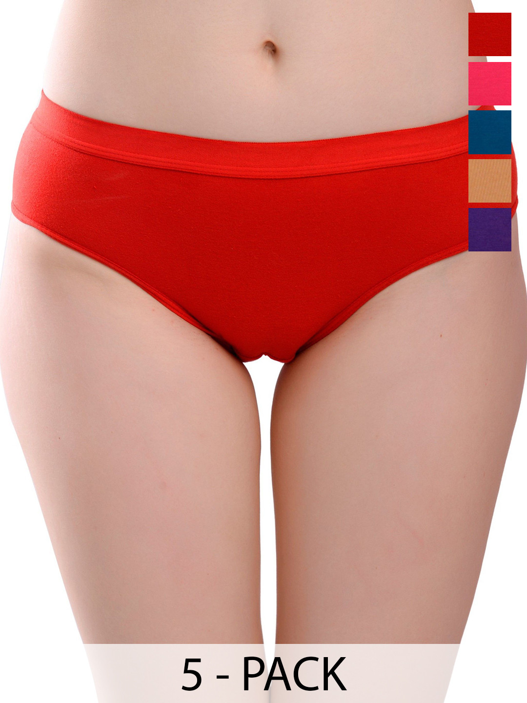 DHANDAI FASHION Women Pack Of 5 Hipster Mid-Rise Briefs 112_Com of 3_Multi-S