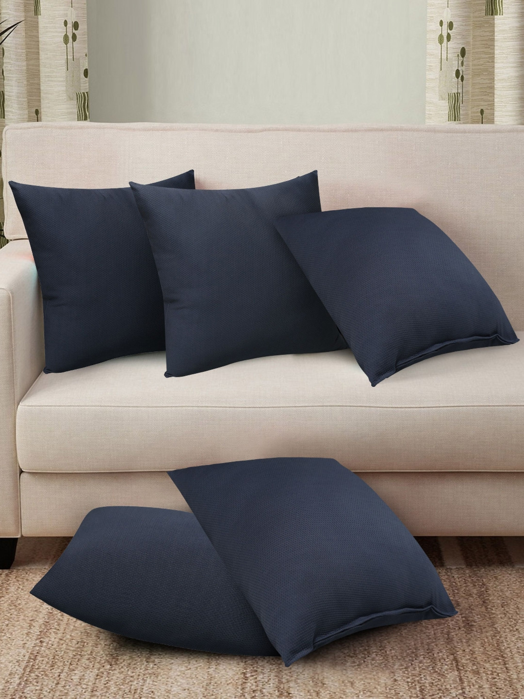 JDX Navy Blue 5 Pieces Supereb Quality Microfiber Sleeping Pillows