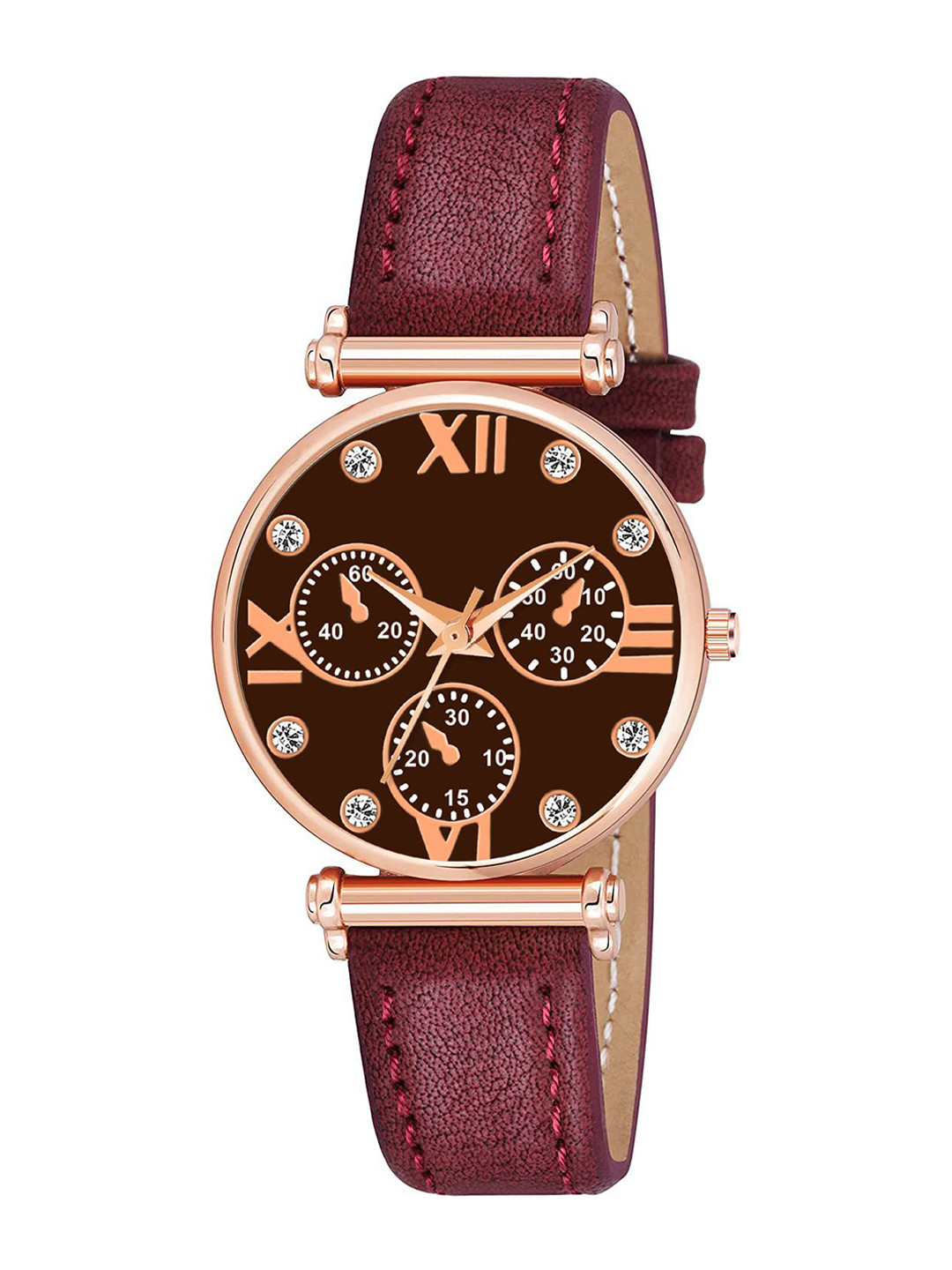 Gopal Shopcart Unisex Embellished Dial & Bracelet Style Watch C34RG MRO Mina Leather