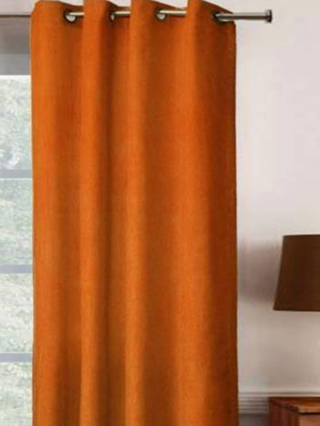 BELLA TRUE Orange Semi Transparent Window Curtains
