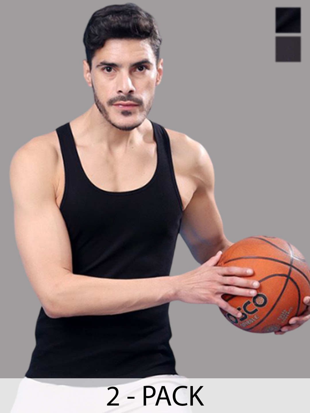 FBAR Pack Of 2 Scoop Neck Ribbed Cotton Gym Vest R-01-17