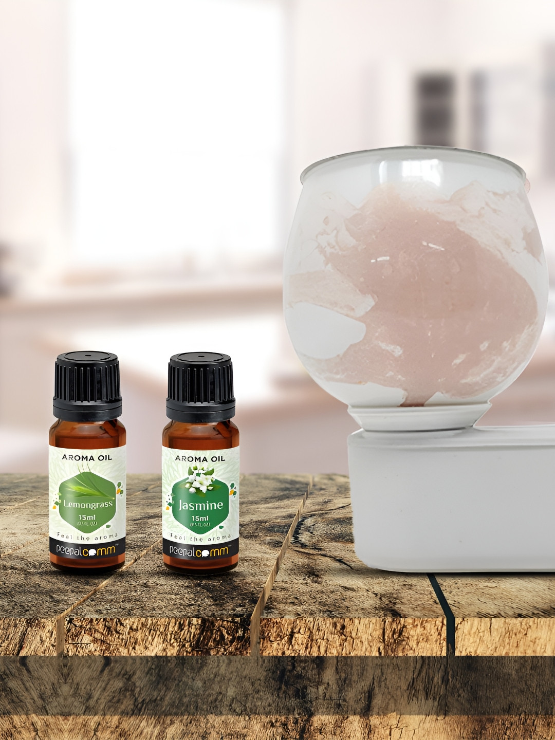 PEEPALCOMM Peach 3 Pieces Marble Printed Electric Aroma Oil Diffuser With Scented Oils