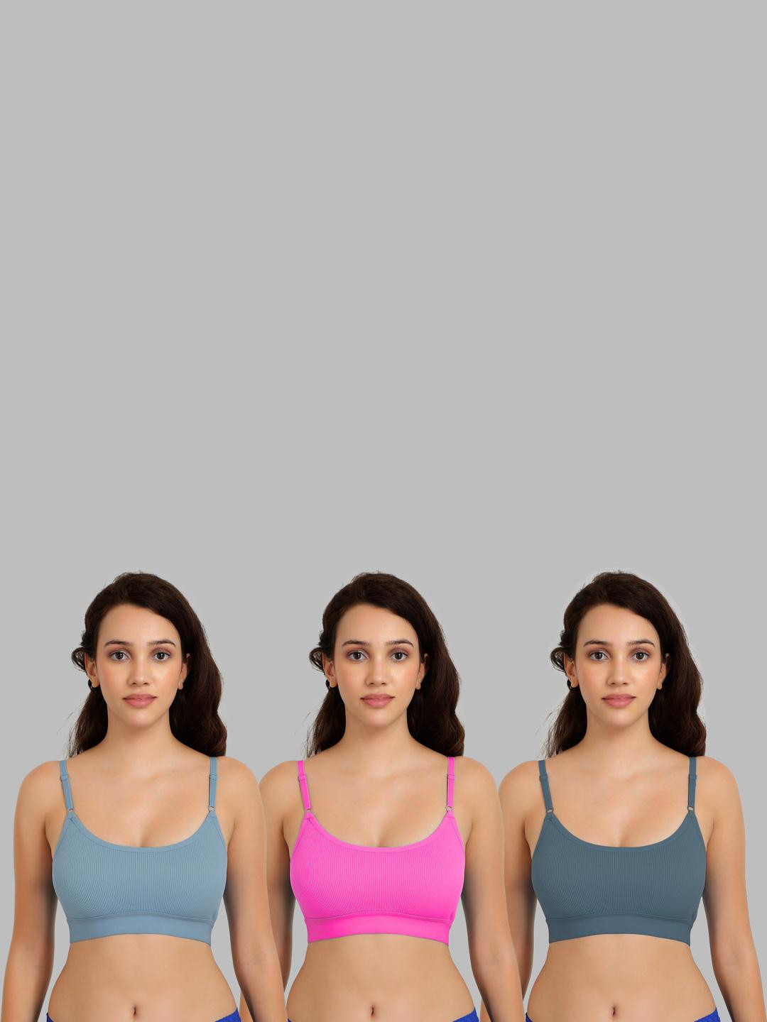 Women Cotton Blue,Pink,Dark Green Non Padded Non-Wired Lingerie Bra Sport wear Gym Crop Tank Top