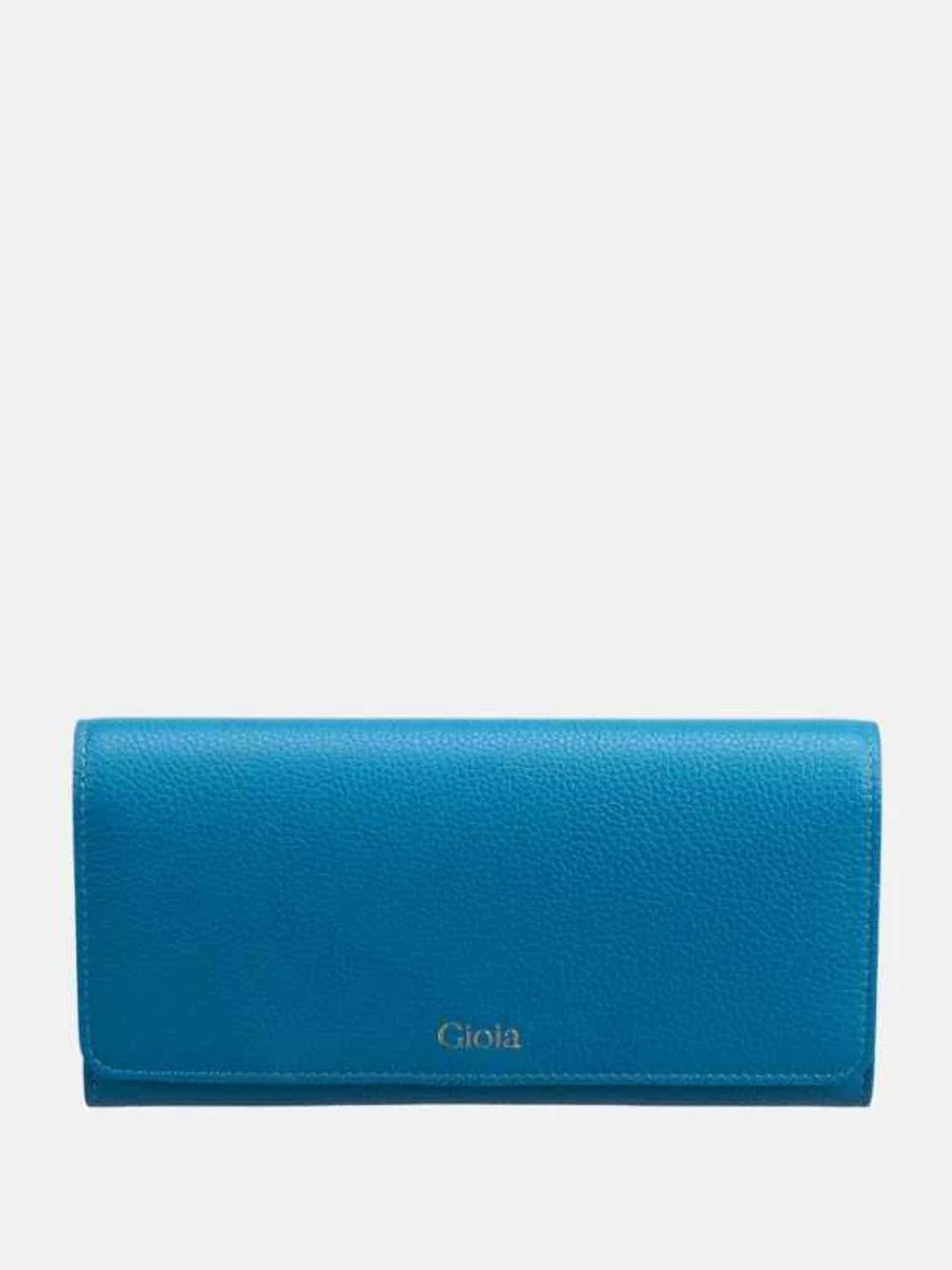GIOIA Women Blue Leather Ava Flapover Clutch with RFID