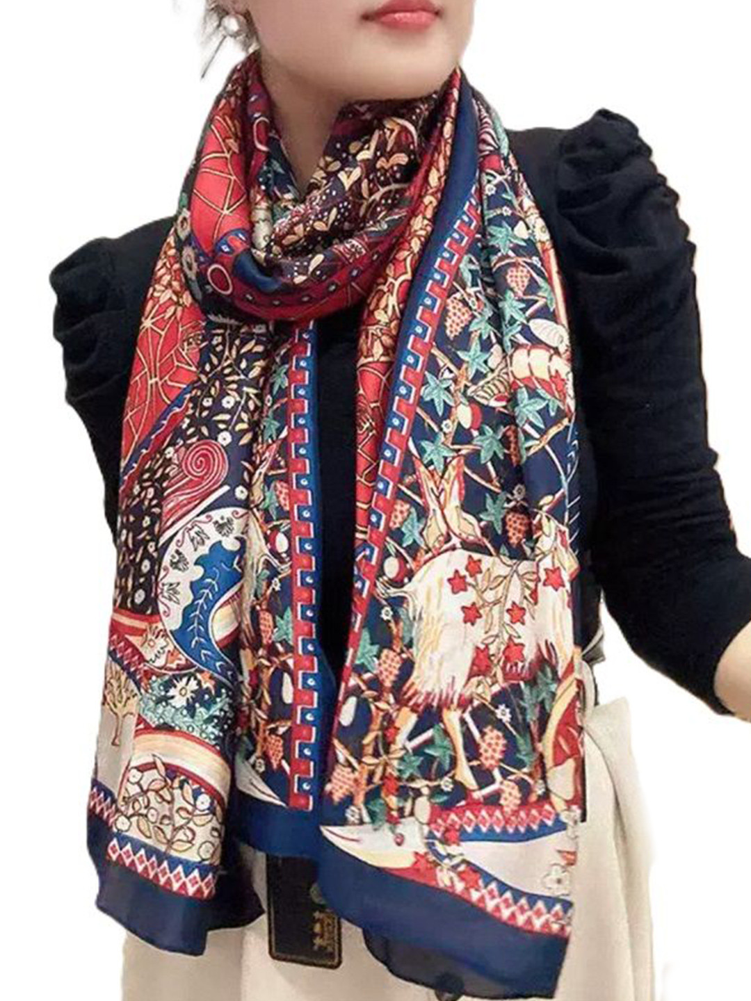 Alexvyan Women Satin Silk Sun Protection Stole