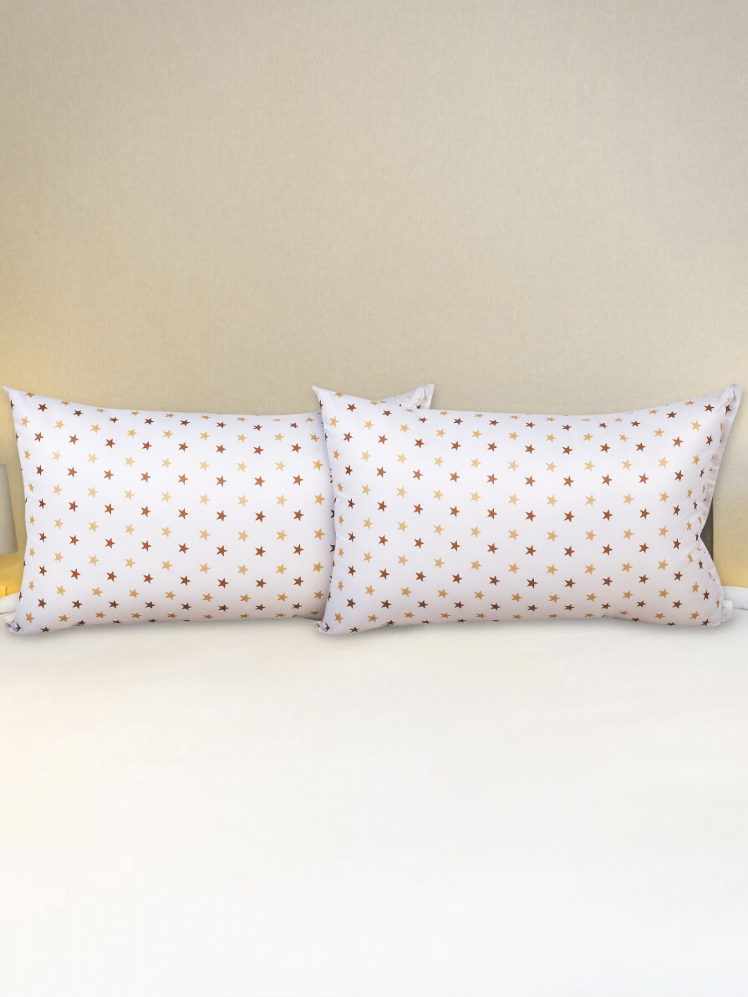 JDX White 2 Pieces Geometric Printed Fibre Filled Sleeping Pillows