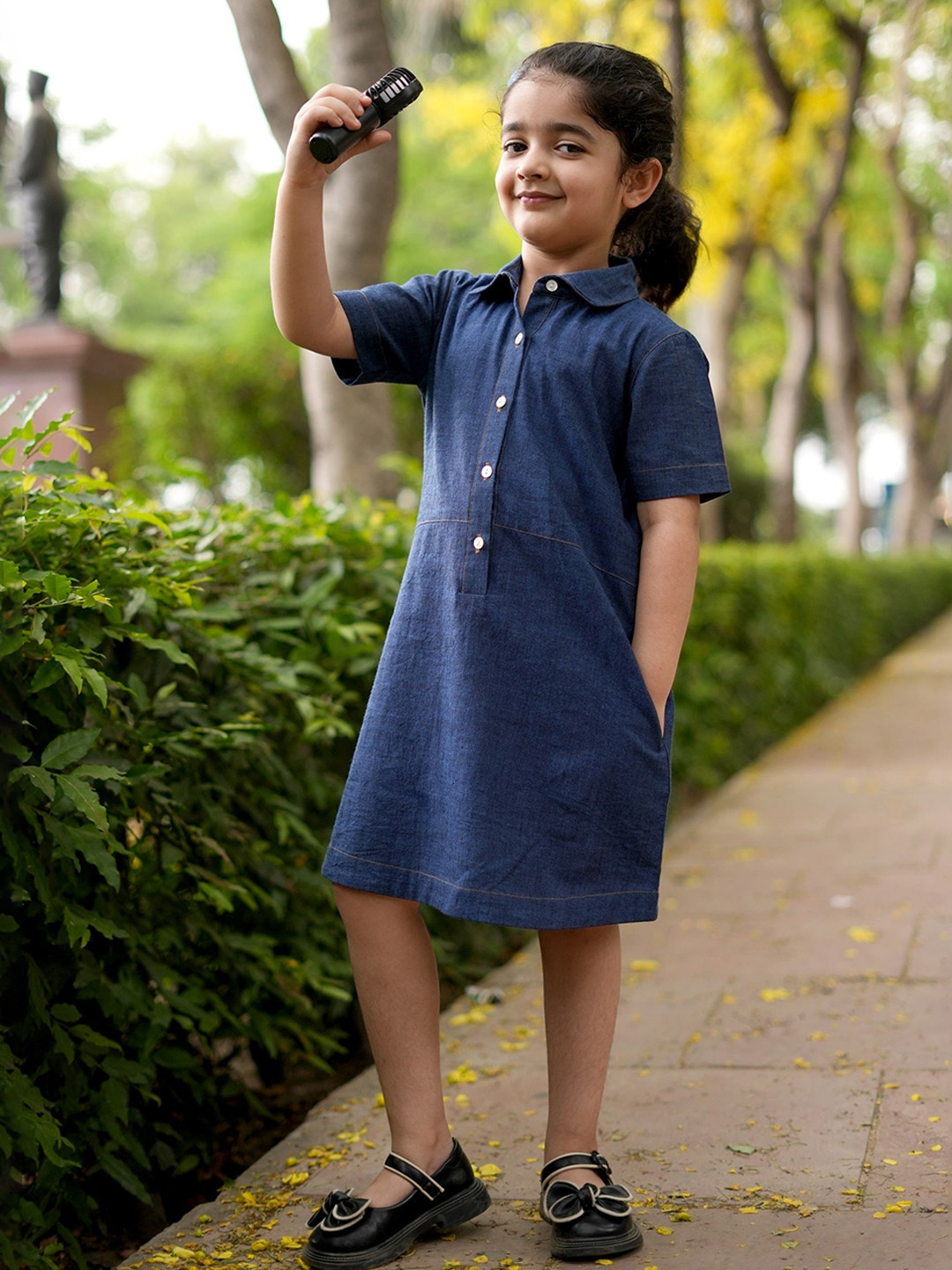 White Dahlia Girls Denim Fit & Flare Dress