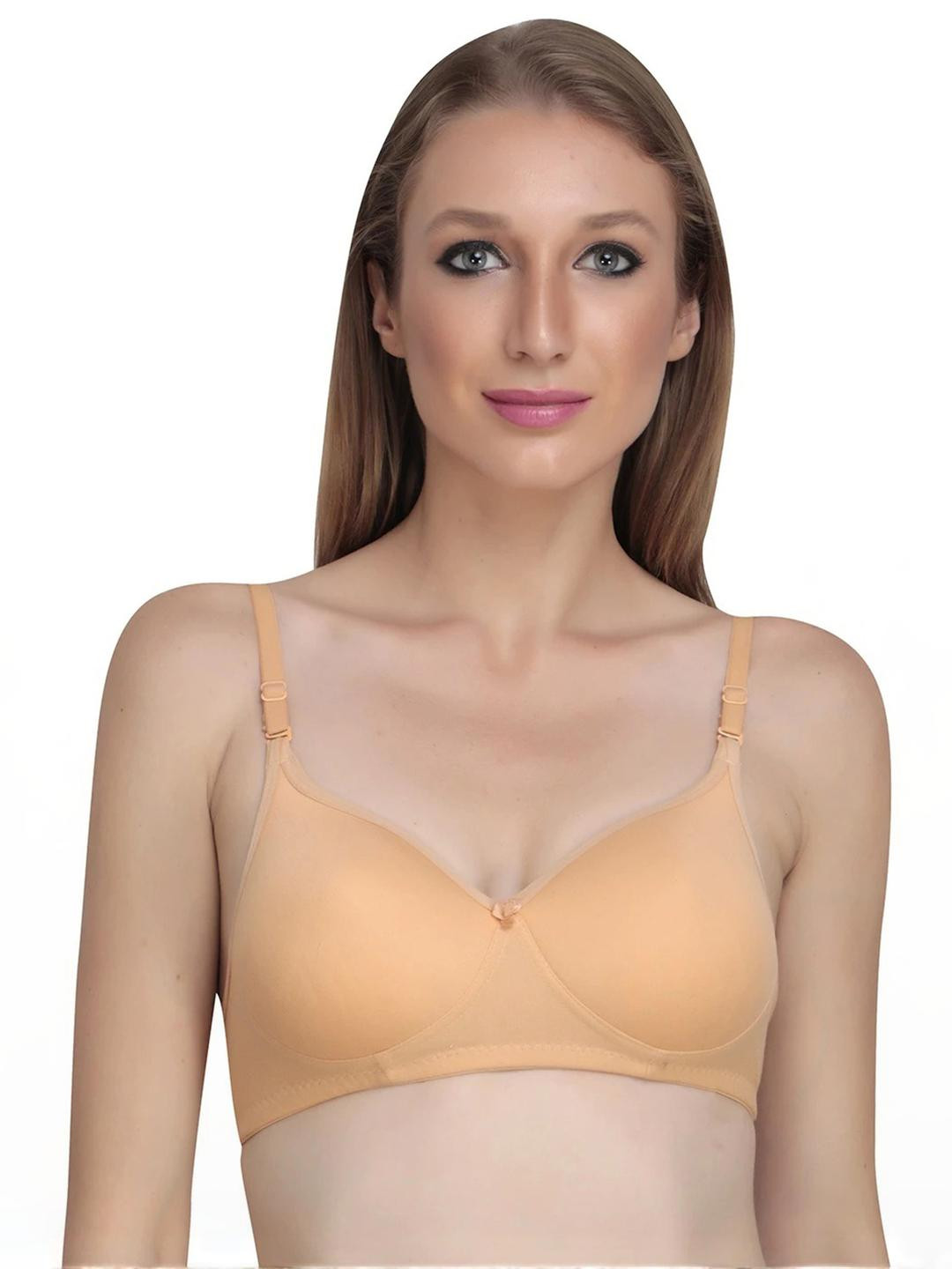 Women Cotton Brown Padded Non-Wired Lingerie Bra Sport wear Gym Crop Tank Top