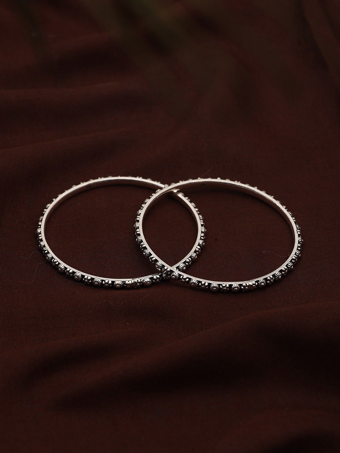 Exotic India Set Of 2 Sterling Silver Bangles