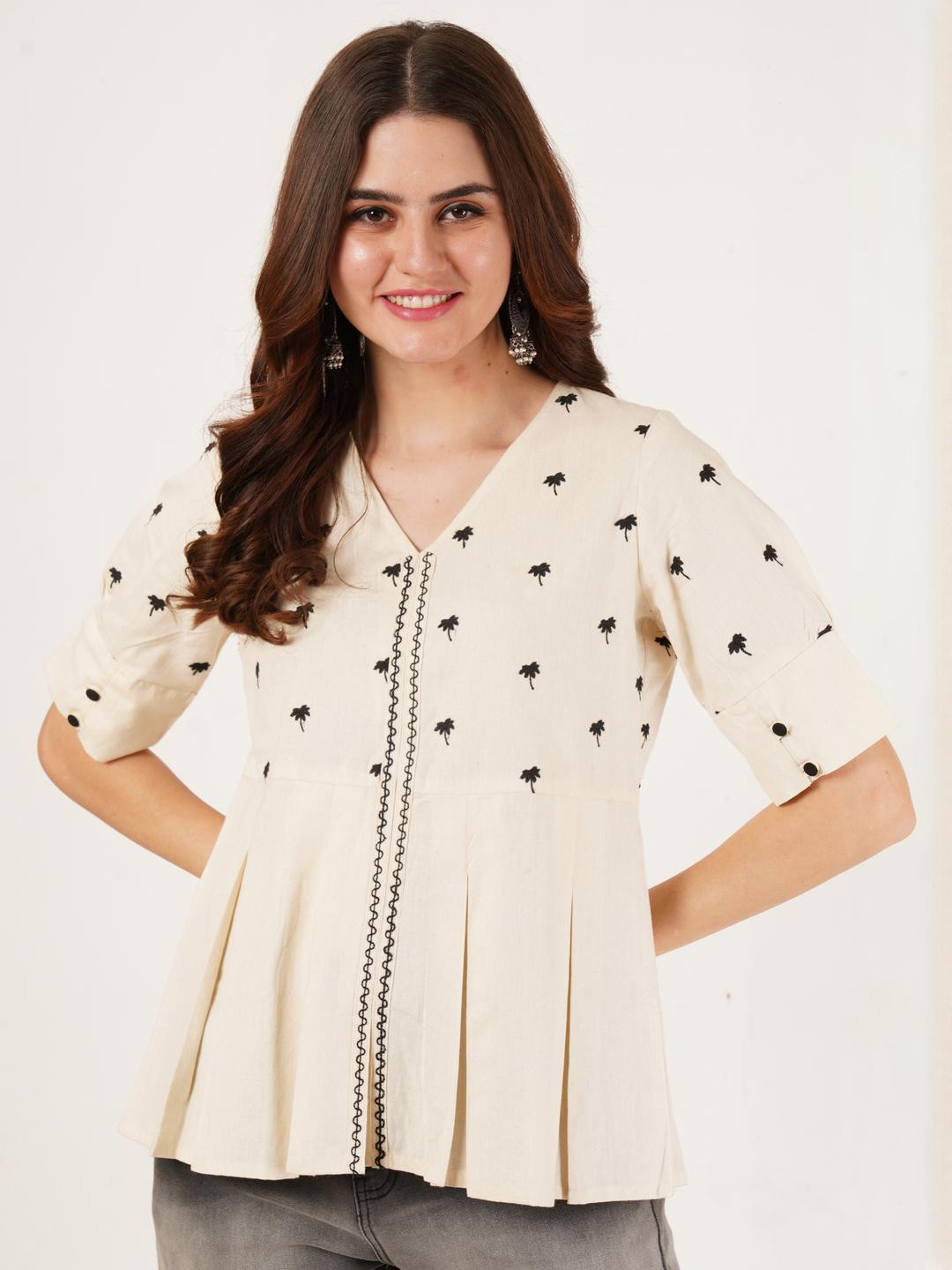 Women's Cotton Embroidered Short Kurti Top