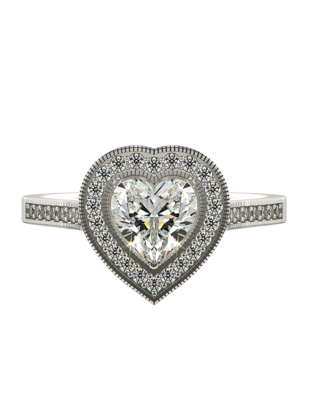 VALANOVA Women 18 Kt Silver Plated White Gold & Certified Lab Grown Diamond 1.08cts Ring