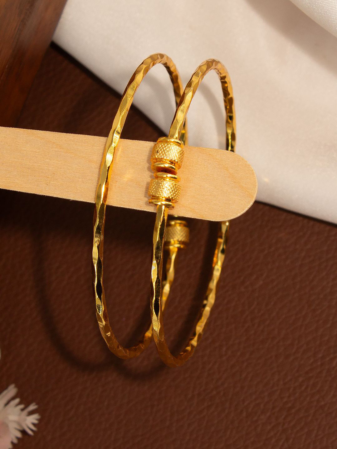 PRIVIU Set Of 2 1 Gram Gold-Plated Copper Adjustable Bangles