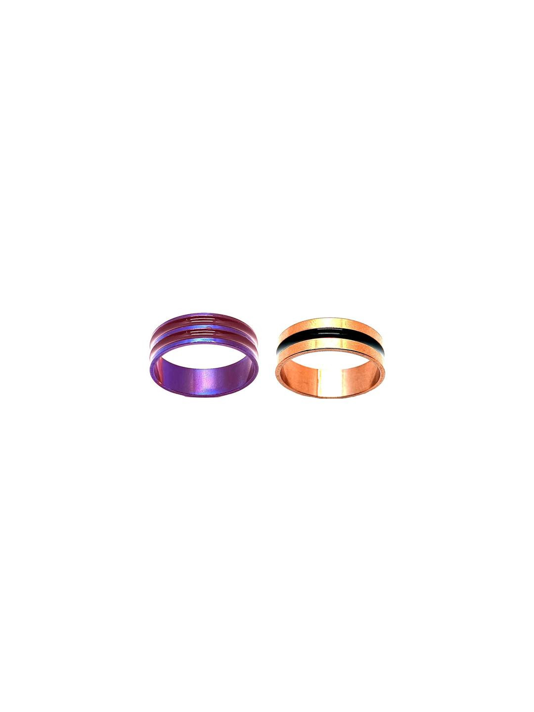 Dynamic Retail Global Set of 2 Rings for Men & Women, Purple-Gold Alloy Ring ()