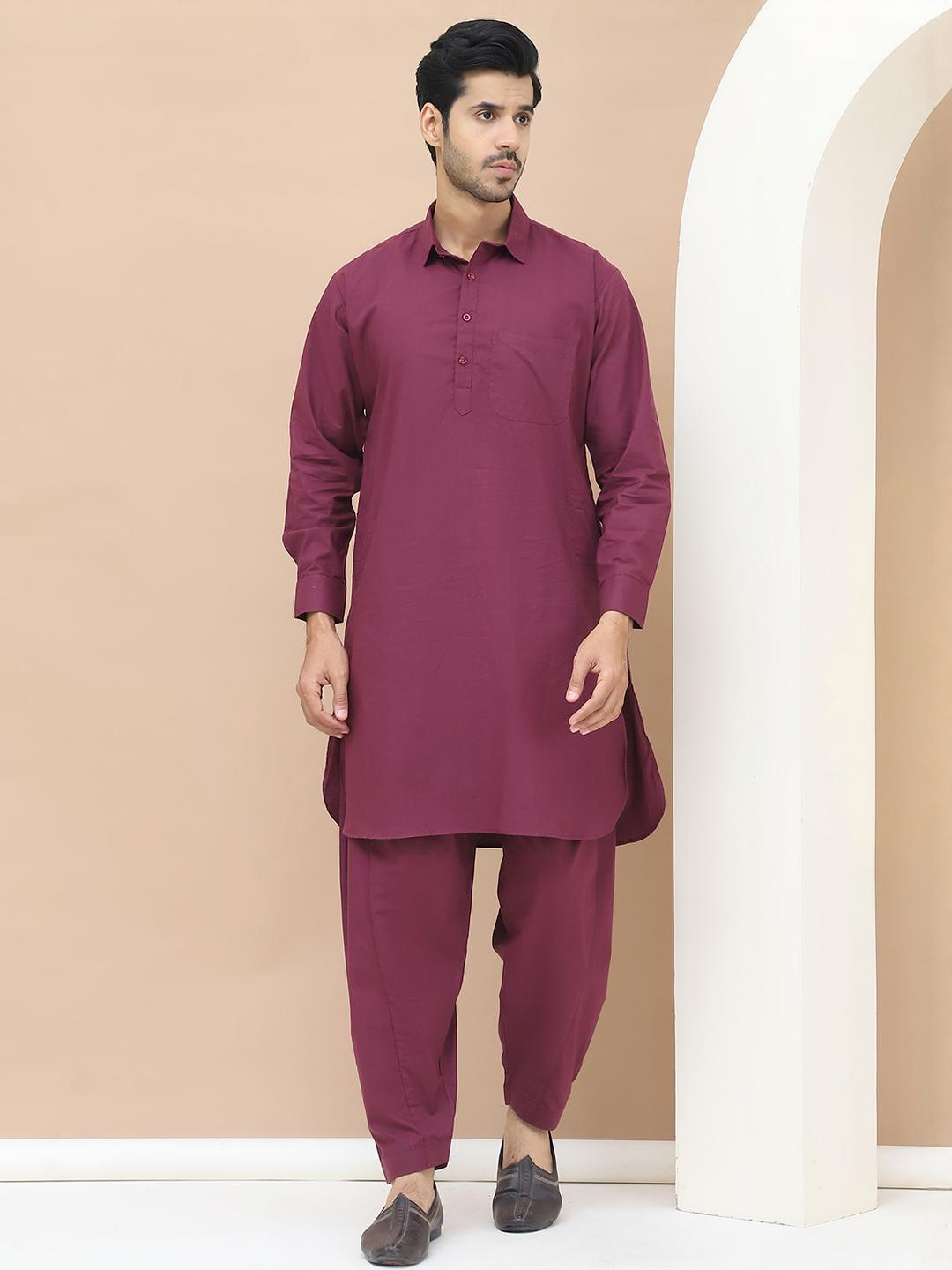 GRAGE Men Purple Kurta Sets
