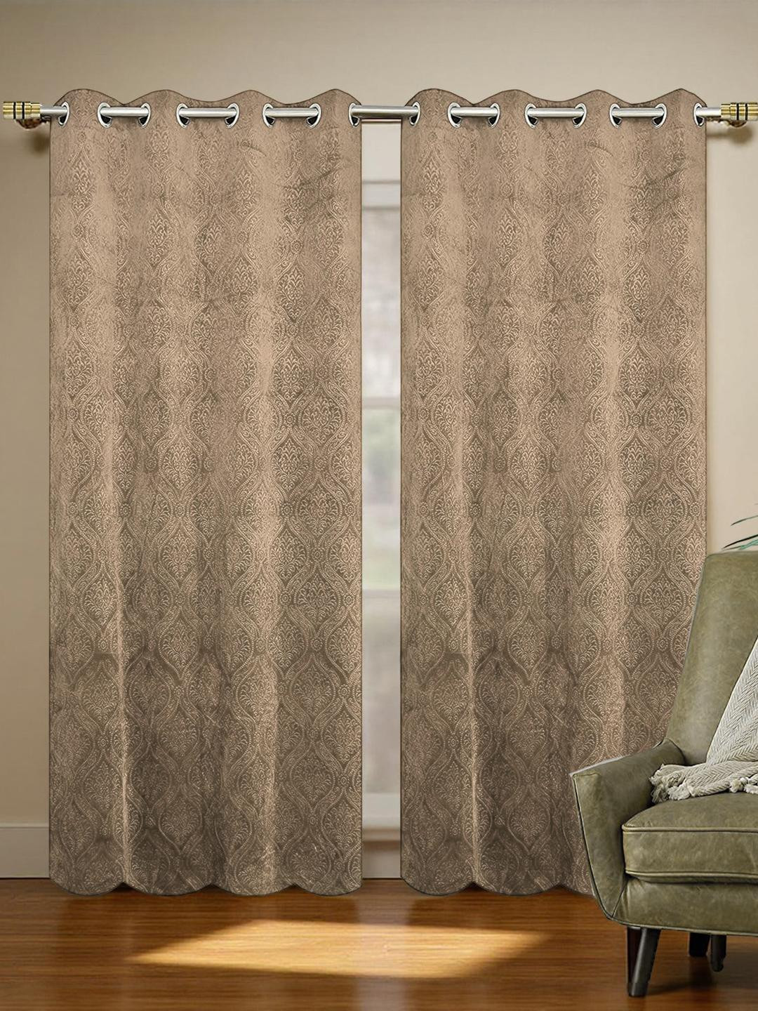 IVAZA Brown Velvet Long Door Curtains