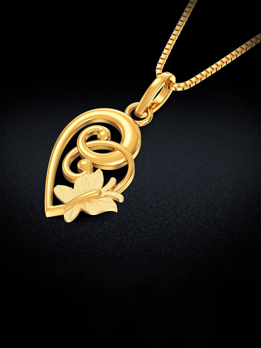 Joyalukkas Whimsical Women 22 Kt Heart Butterfly Gold Pendant