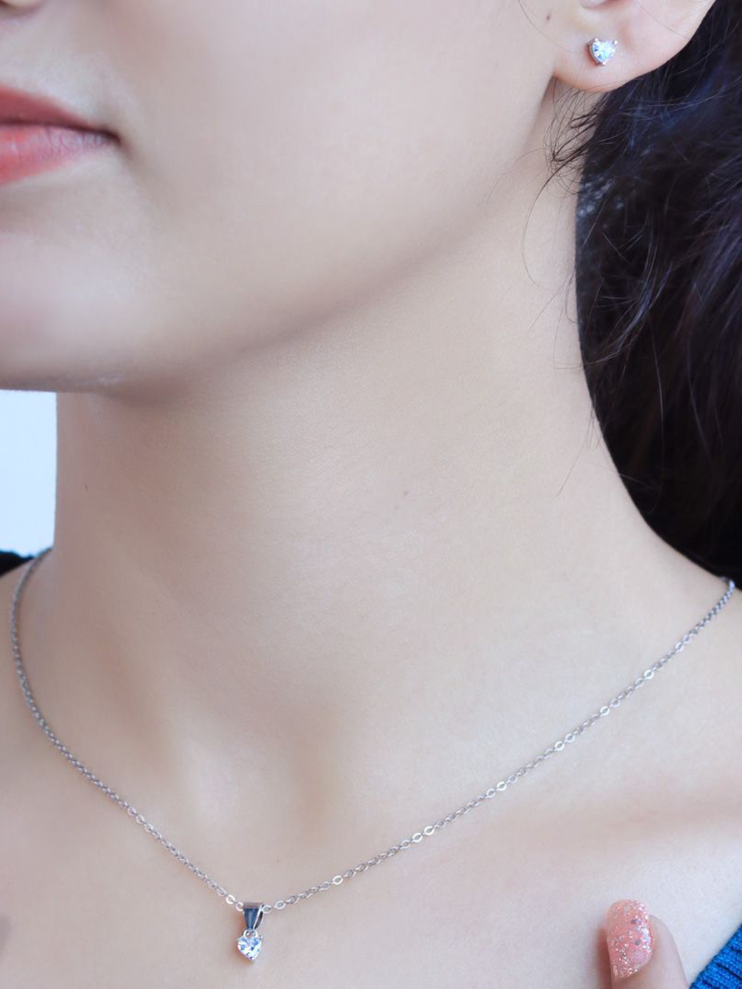 Zarkan 925 Sterling Silver Rhodium-Plated The Shattered Heart Jewellery Set