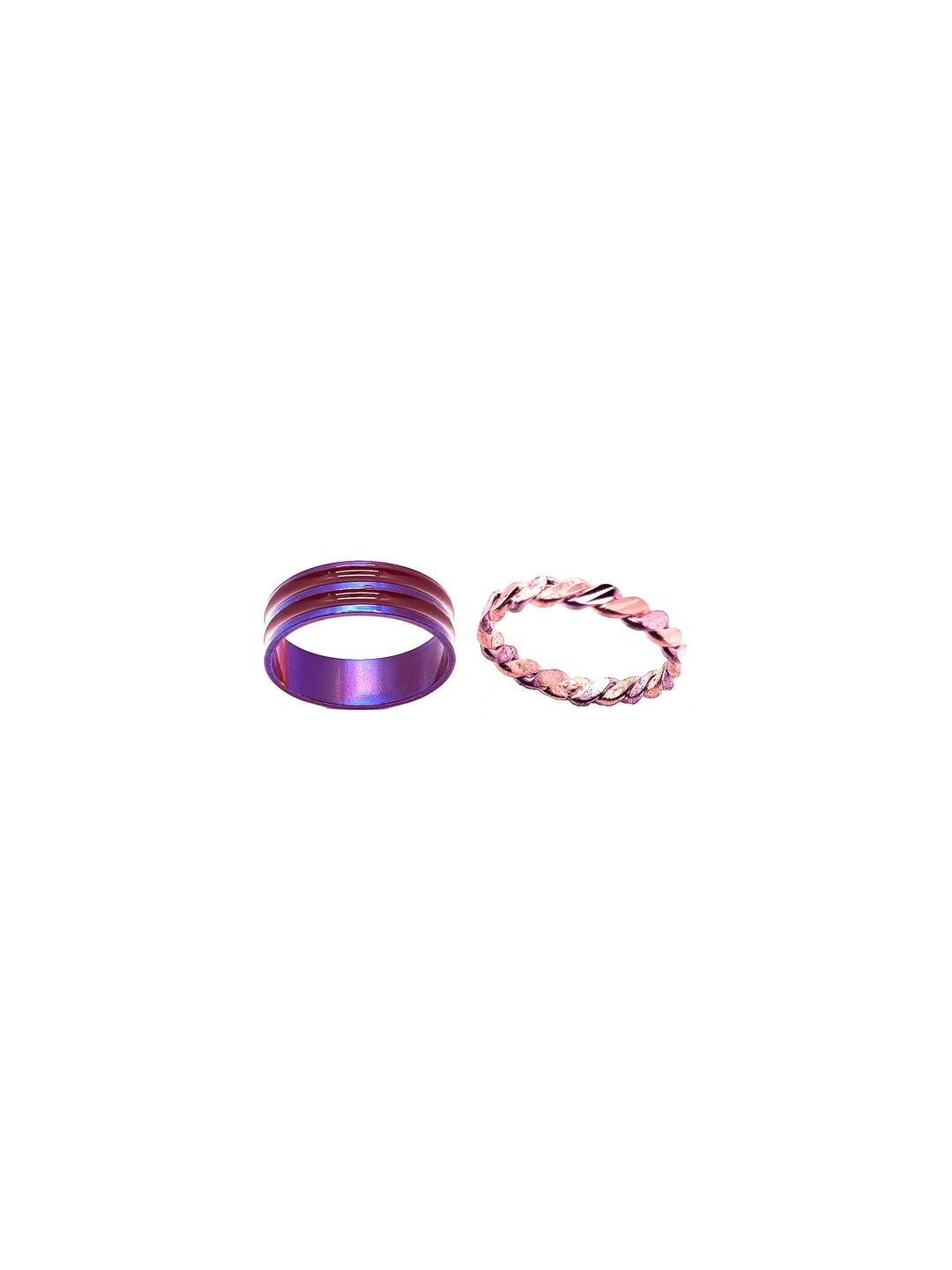 Dynamic Retail Global Set of 2 Rings for Men & Women, Purple-Gold Alloy Ring ()