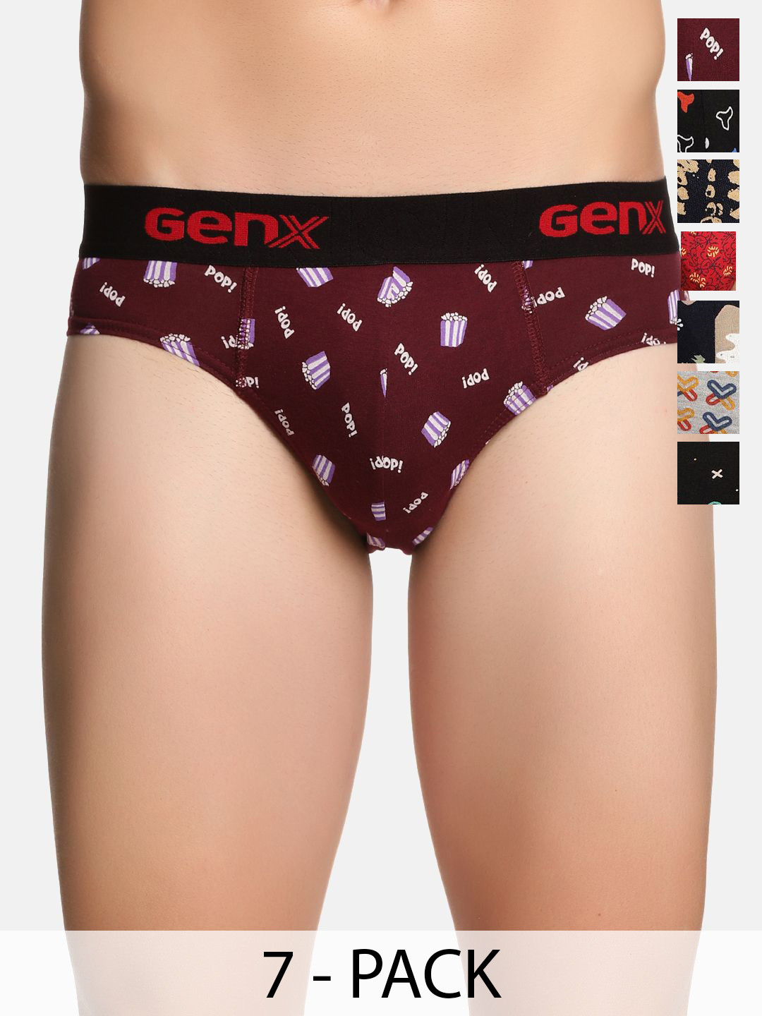 Genx Men Pack Of 7 Printed Assorted Basic Briefs Genx-Jazz-Printed-Brief-7