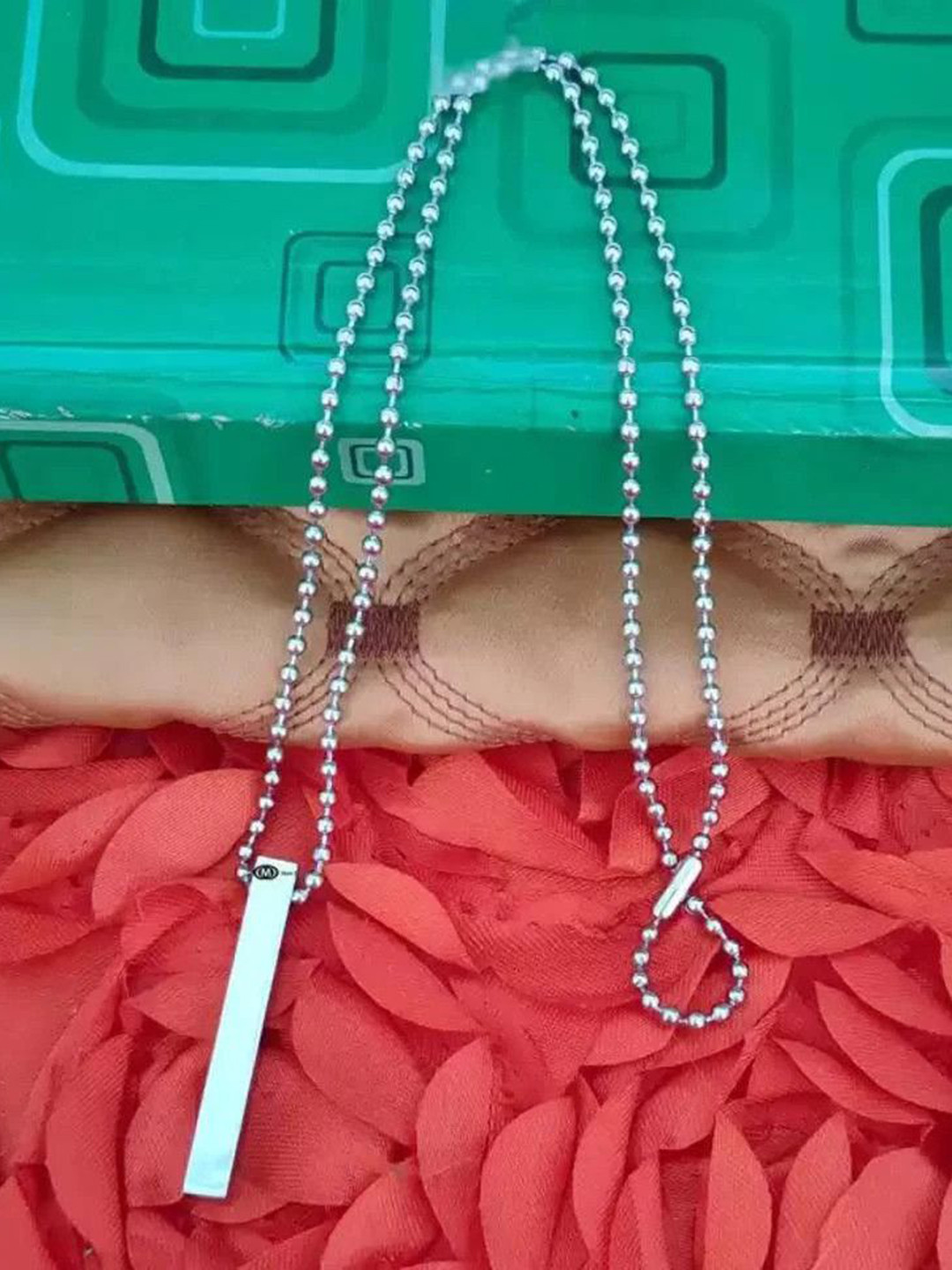 kazare Men Stainless Steel Square Shaped Pendants With Chains