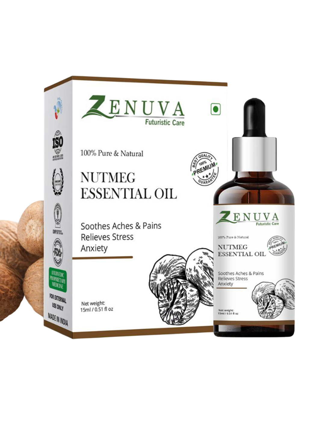 Zenuva Natural Nutmeg Essential Oil - 15 ml