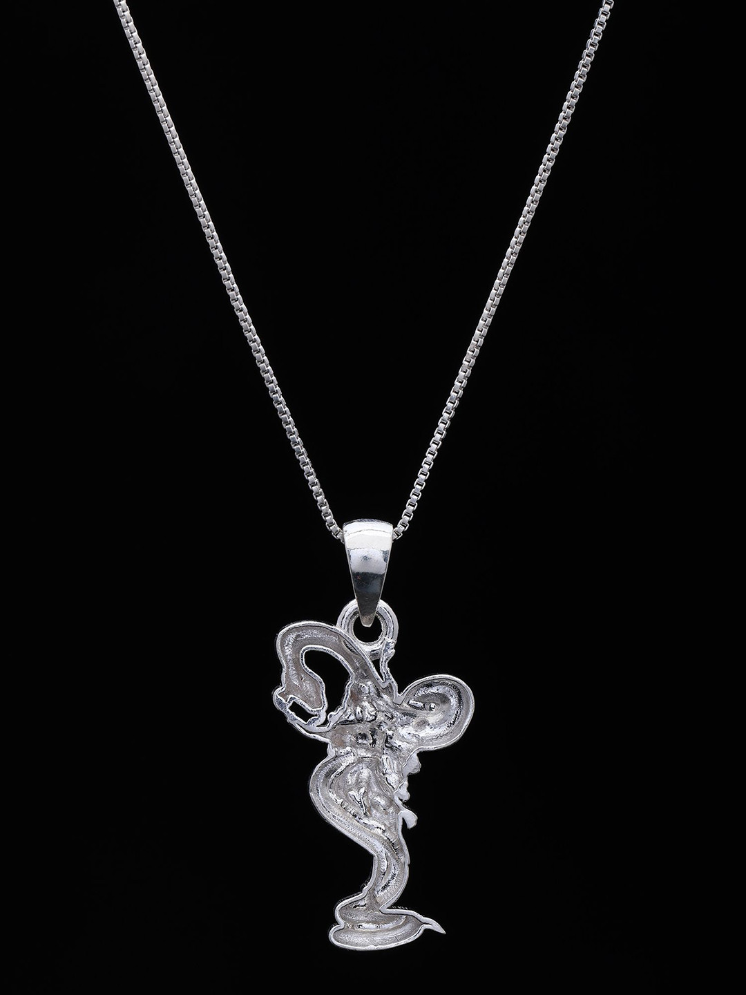 Exotic India Sterling Silver Lord Shiva With Snake Pendant