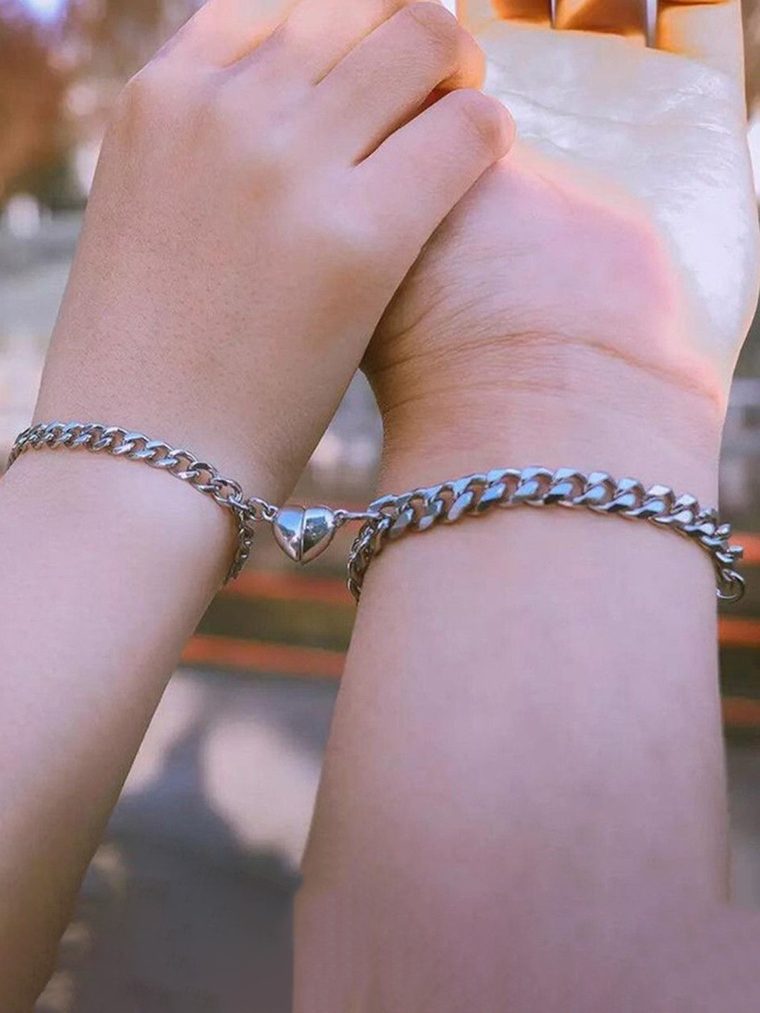 Samridhi DC Set of 2 Heart-Shaped Charm Couple Bracelet