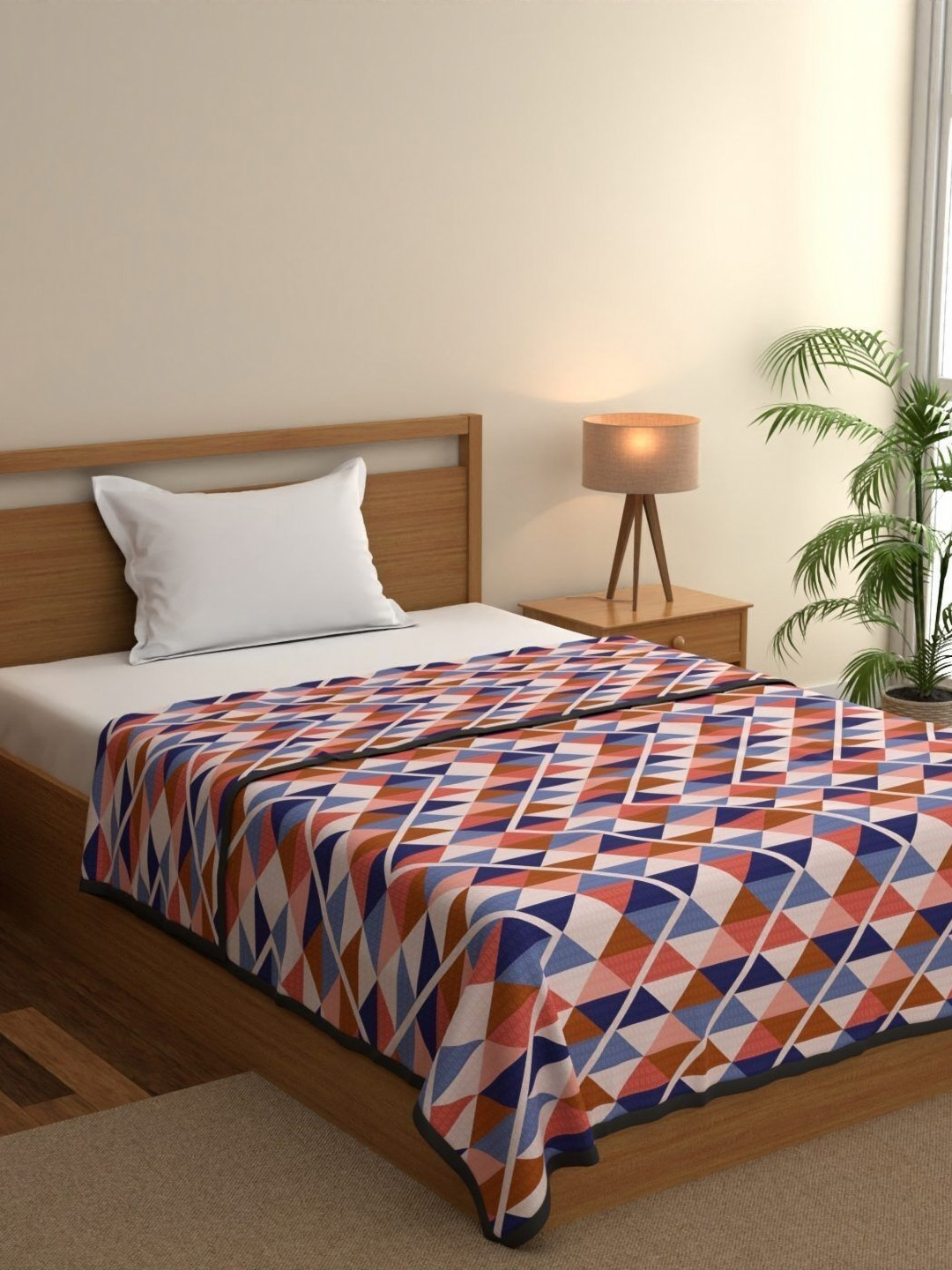 home expressions Meadow Peach & White Floral Cotton AC Room 150 GSM Single Bed Dohar