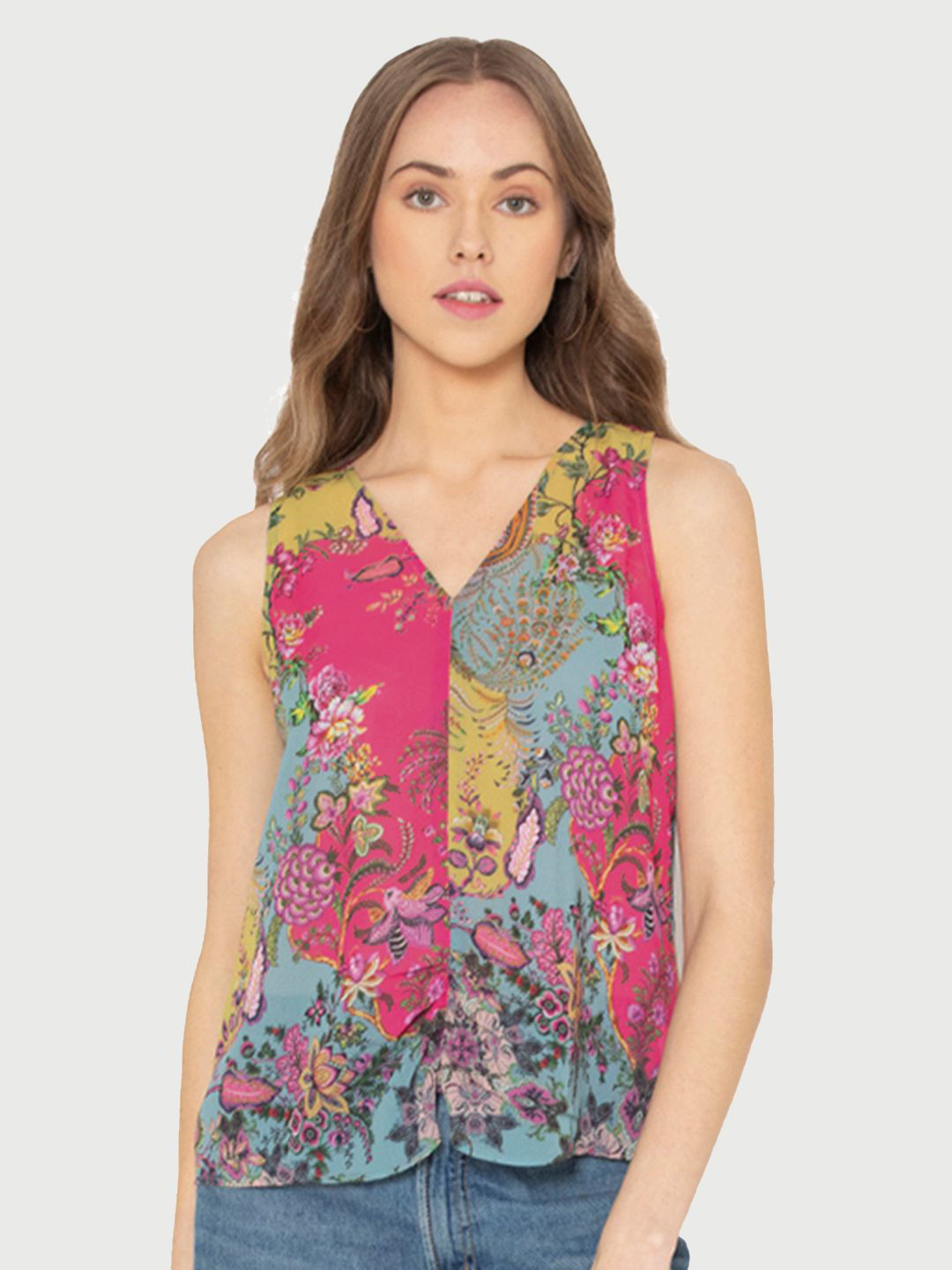 SHAYE Women Floral Printed V-Neck Top