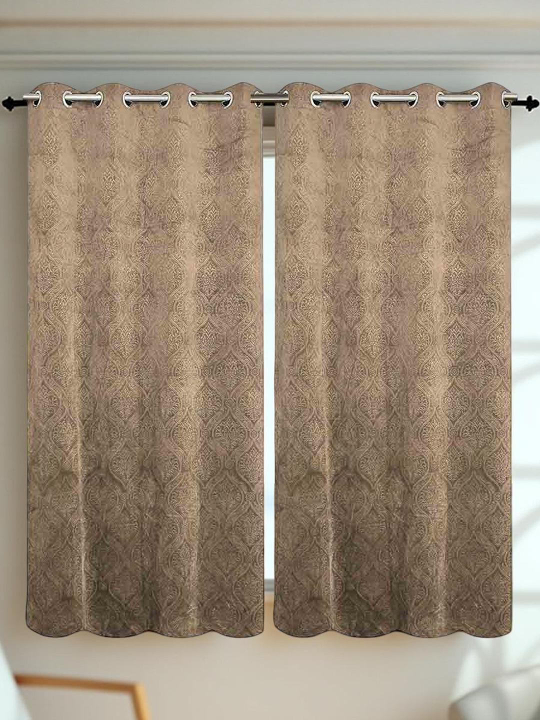 IVAZA Brown Velvet Window Curtains