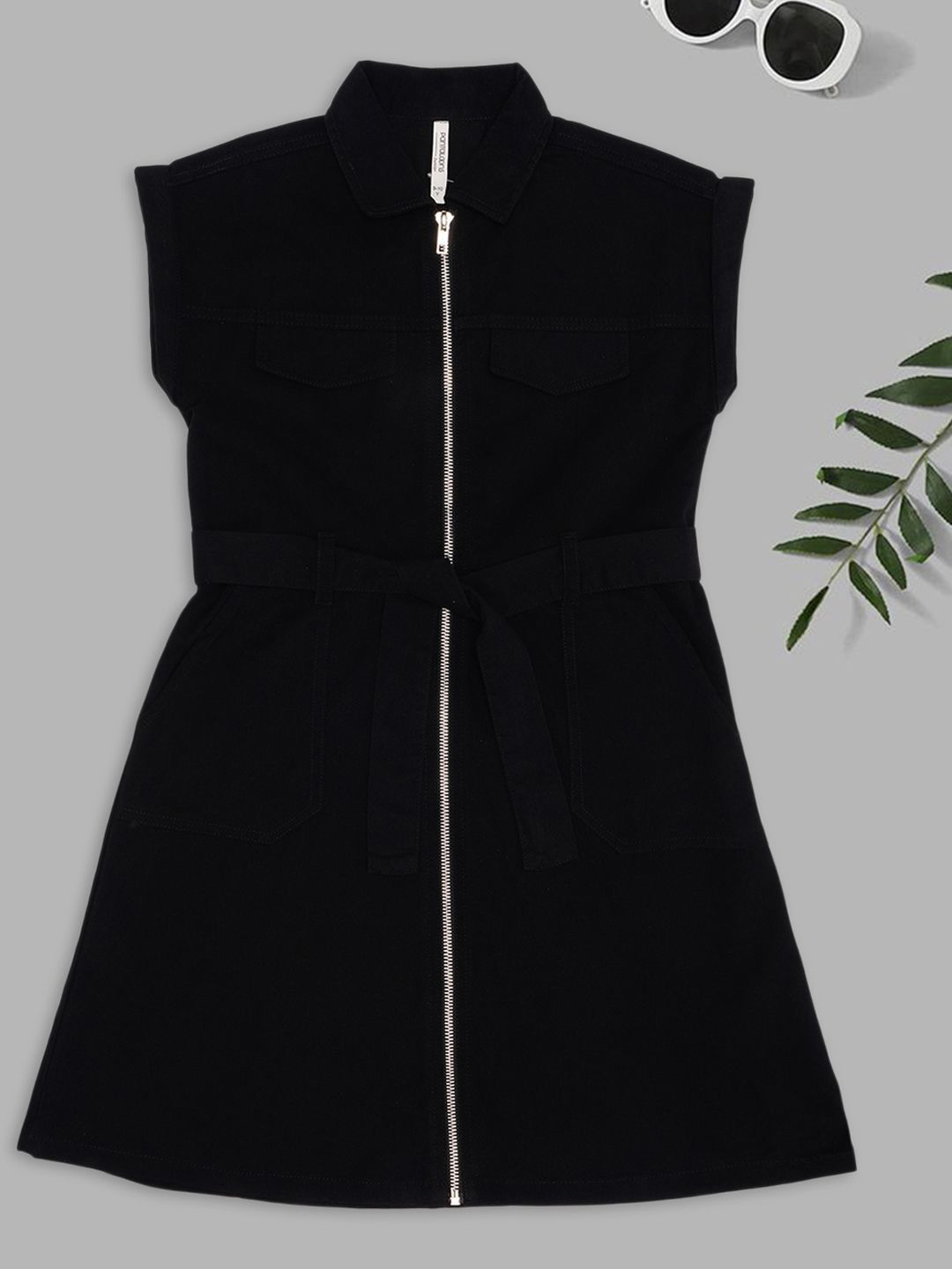 Pantaloons Junior Girls High Neck Pure Cotton A-Line Mini Dress