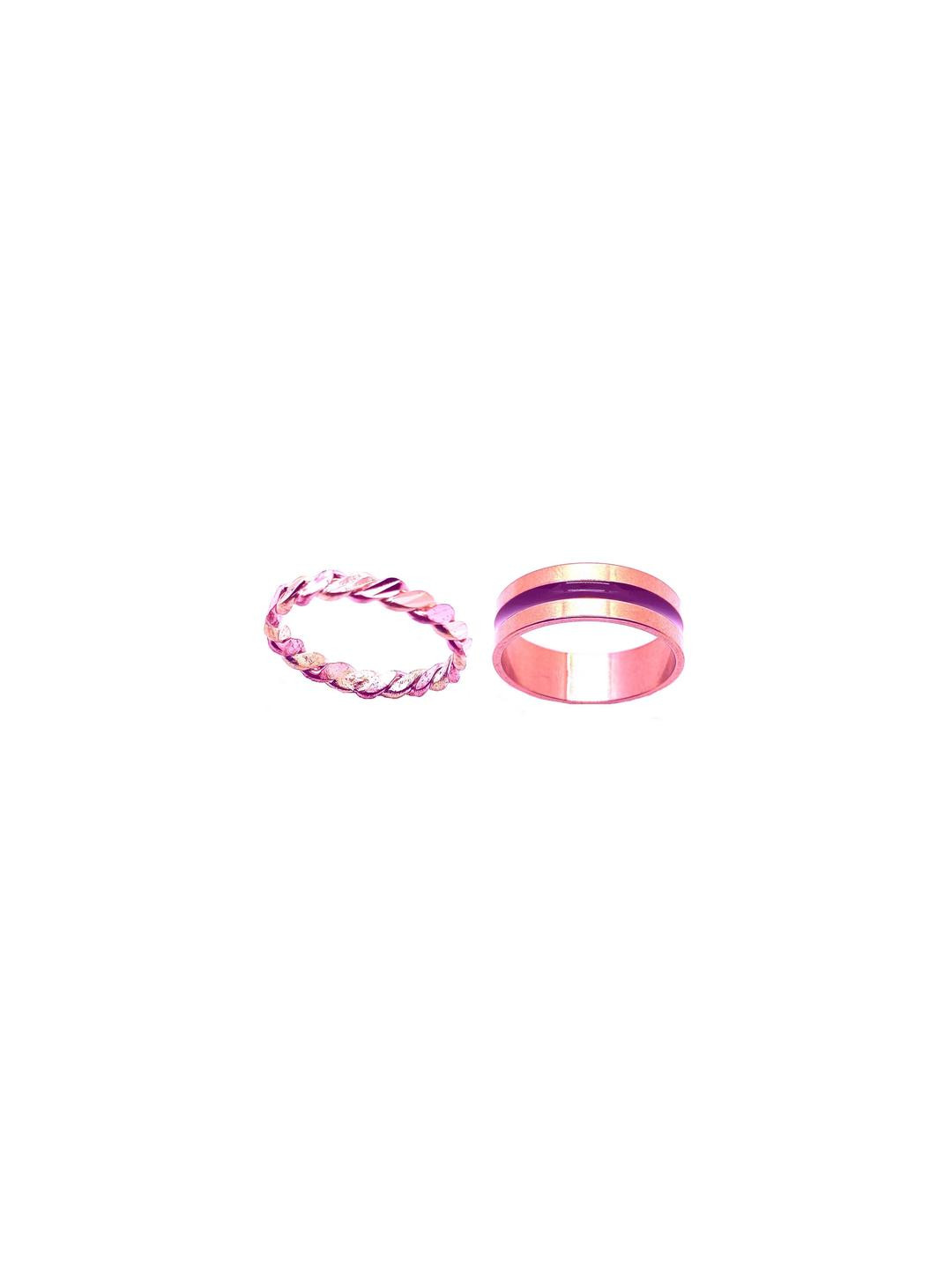 Dynamic Retail Global Set of 2 Rings for Men & Women, Purple-Pink Alloy Ring ()