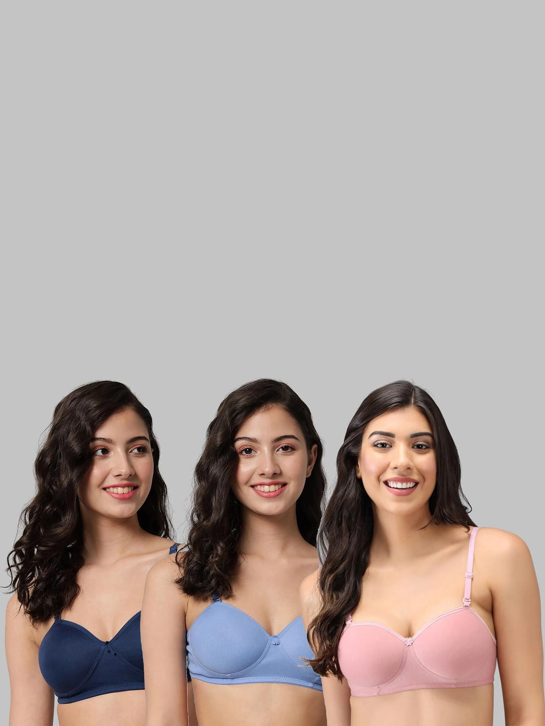 Women Cotton Blue,Light Blue,Pink Padded Non-Wired Lingerie Bra Sport wear Gym Crop Tank Top