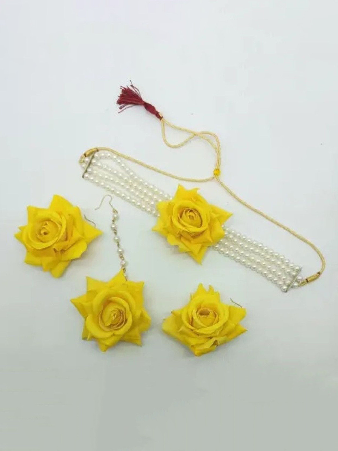 Samridhi DC Floral Pearls Beaded Necklace & Earrings
