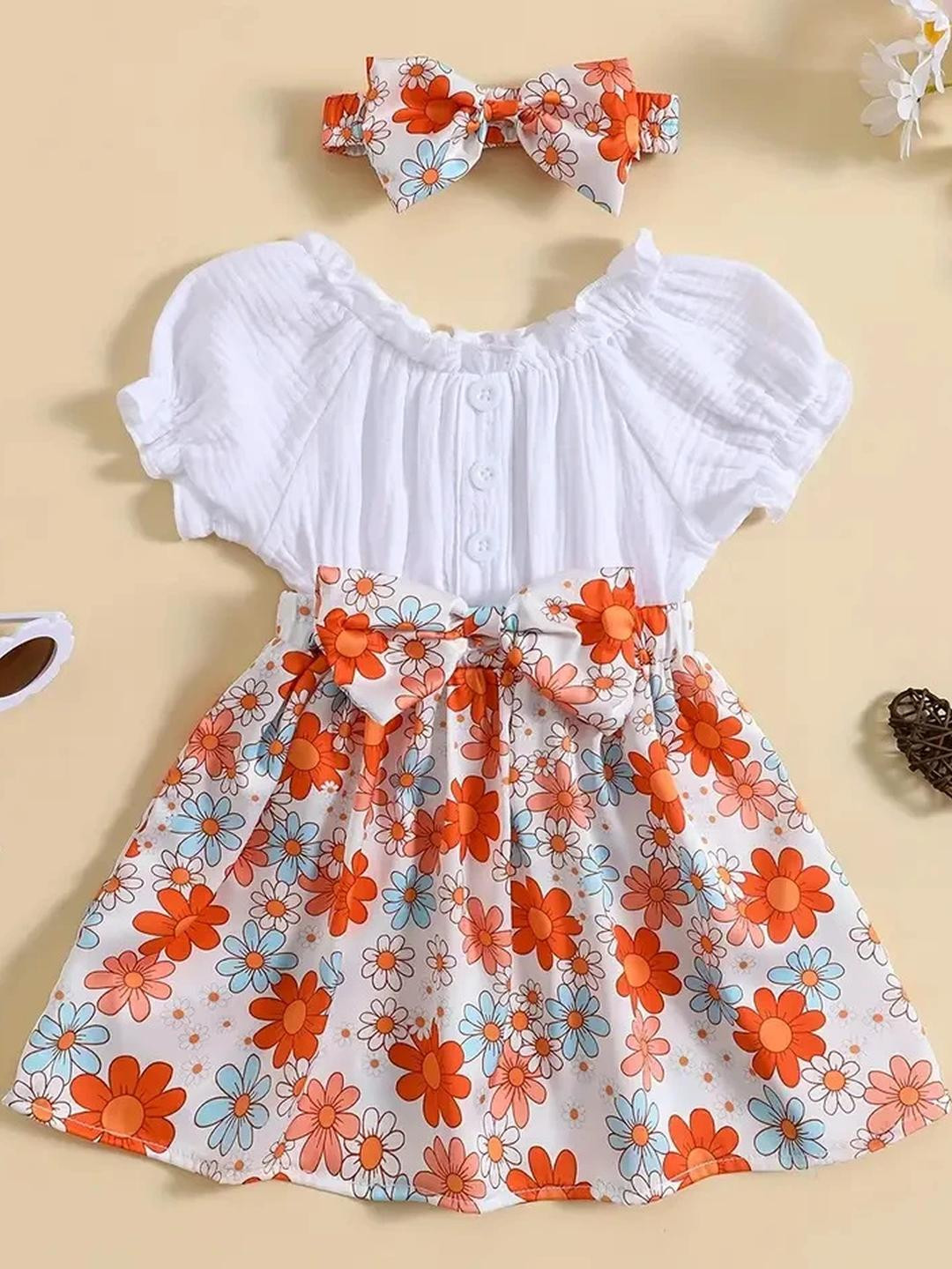 HOPZONIC Girls Orange Dresses