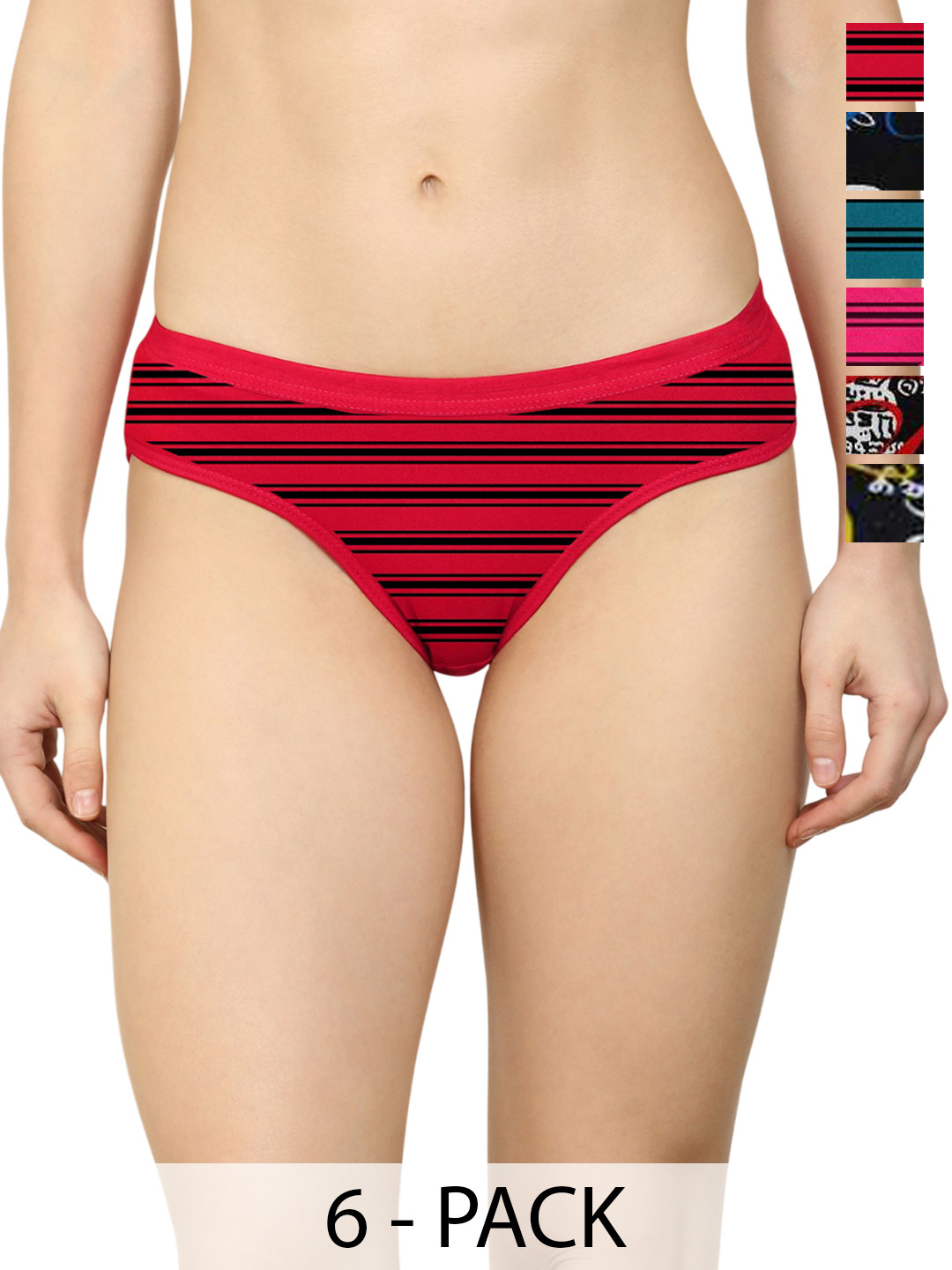 Samvar Pack Of 6 Printed Hipster Briefs 3RC-3SNY_S