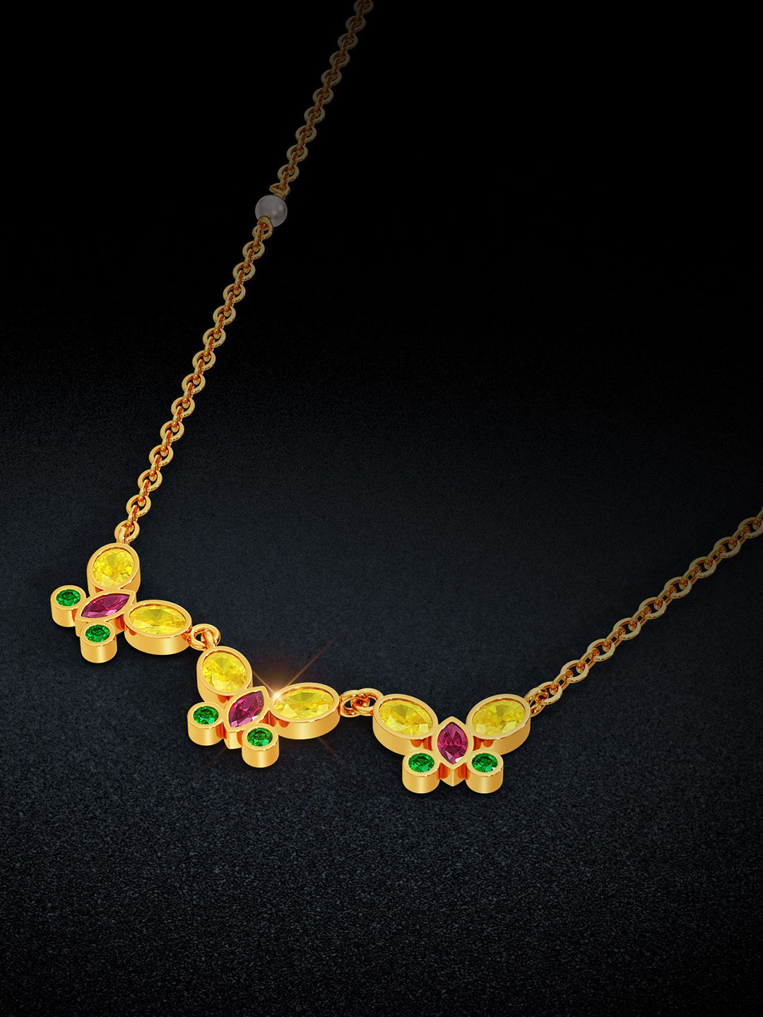 Joyalukkas Women 22 Kt Gold Fluttering Trio Gold Necklace