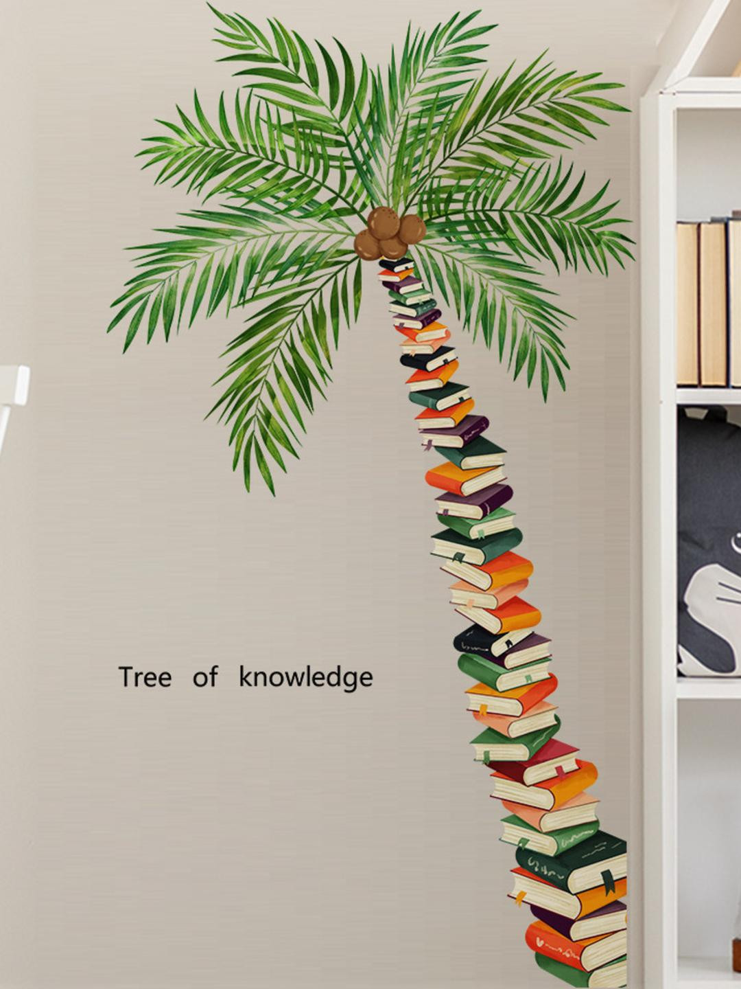 INDIAN ROYALS 2Pc Coconut Tree Plant Book Living Room Wall Sticker