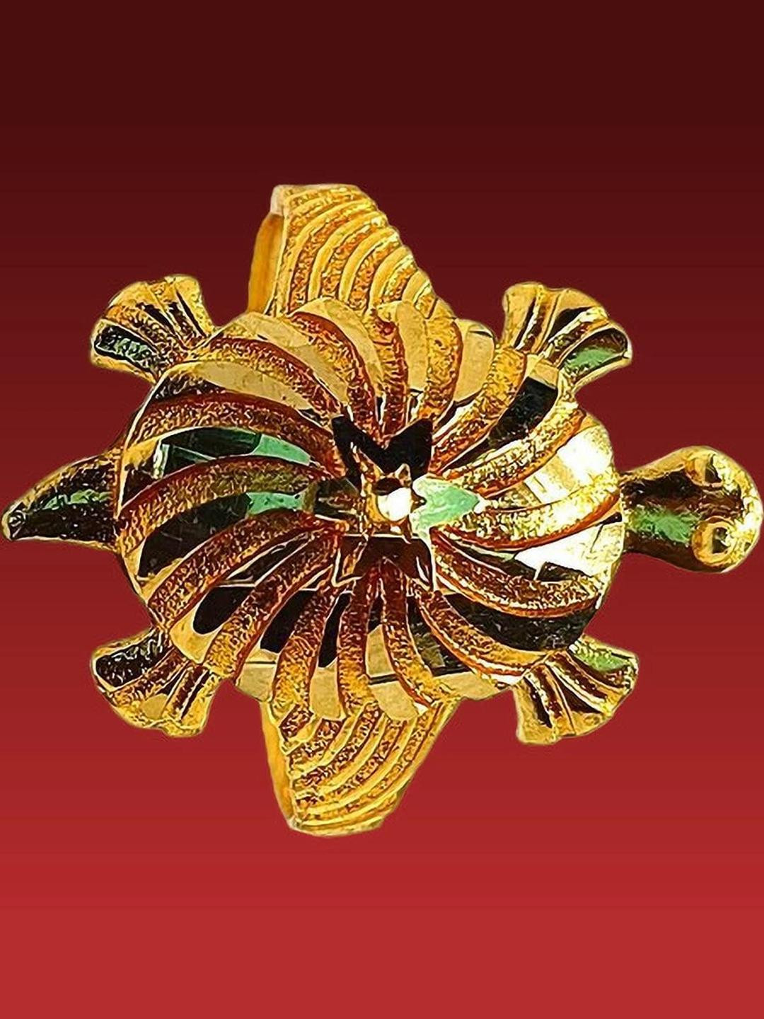 Dynamic Retail Global Tortoise Turtle Kachua Meru Ring for Men Boys Vastu Fengshui 313-aq Brass Gold Plated Ring ()