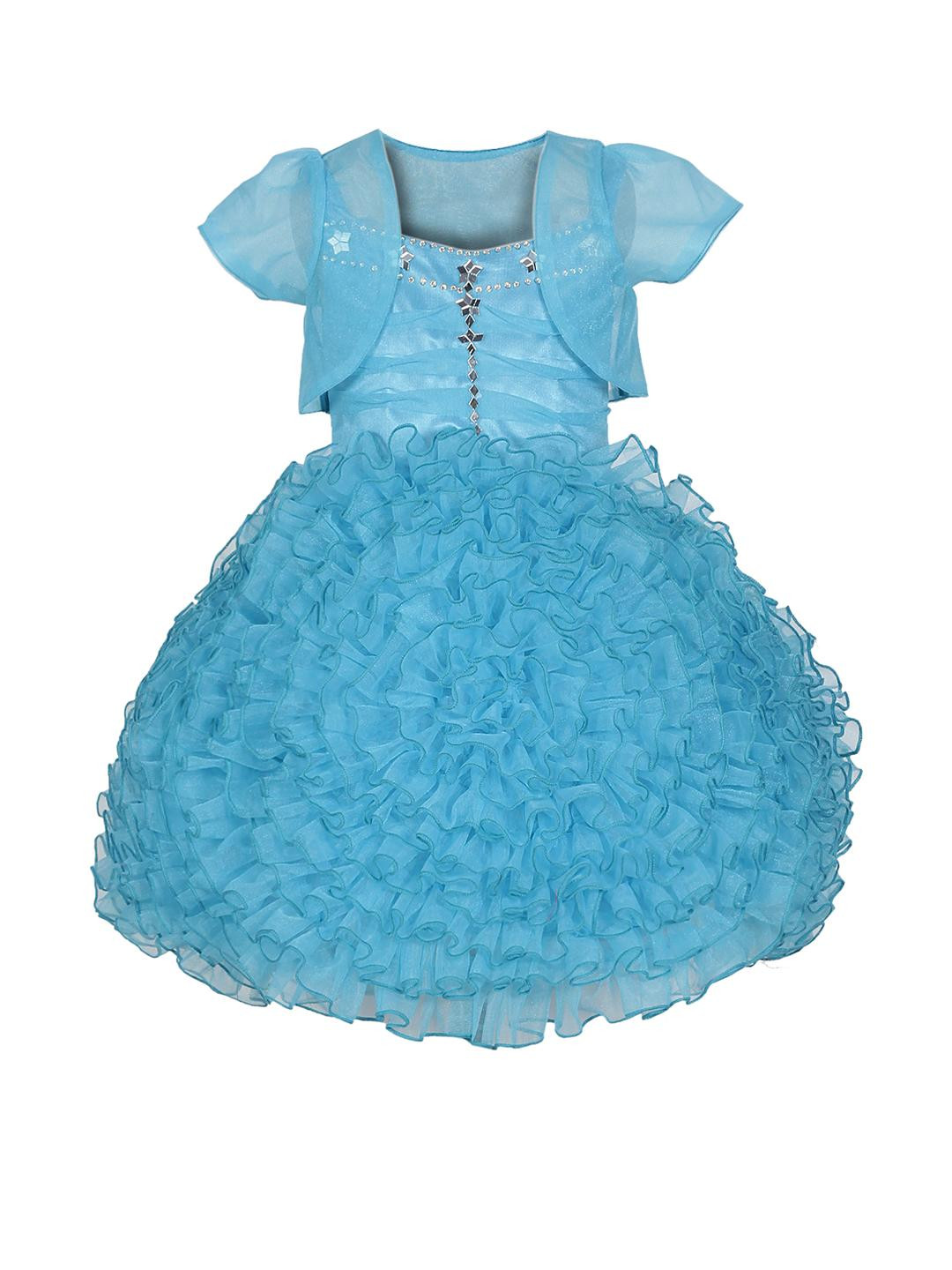 Shahina Fashion Girls Tissue Party Dress with Shrug