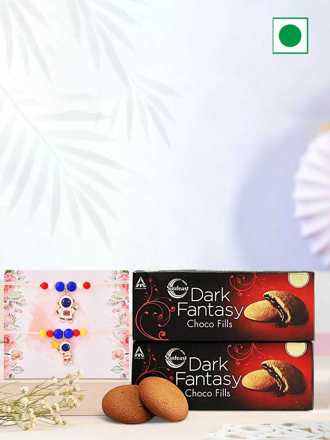 Ascension Set Of 2 Astronaut-Charm Rakhi With Cookies & Roli Tilak