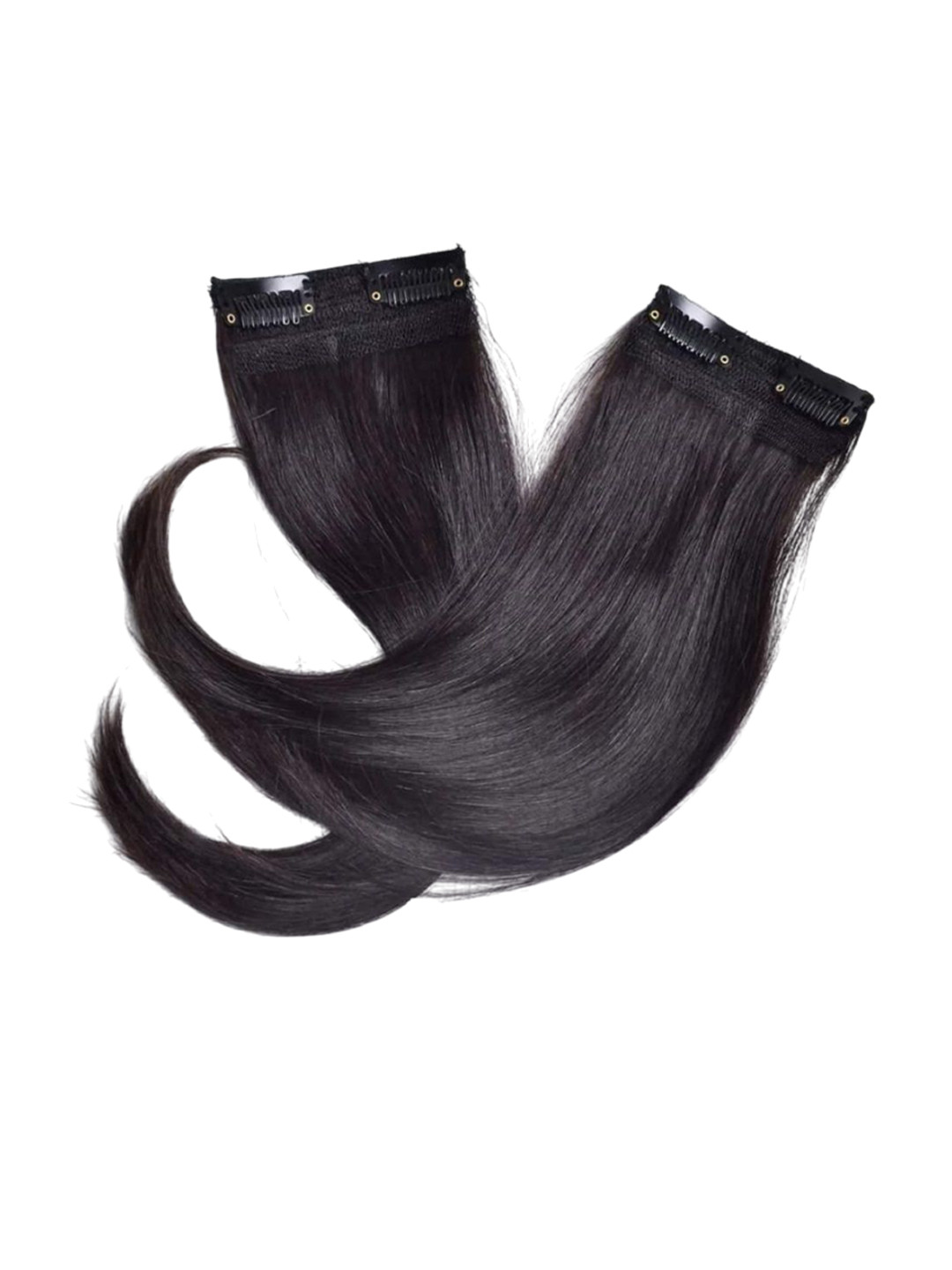 GROWTH Set Of 2 Clip-In Straight Lock Hair Extension - Natural Black - 14 Inch Each
