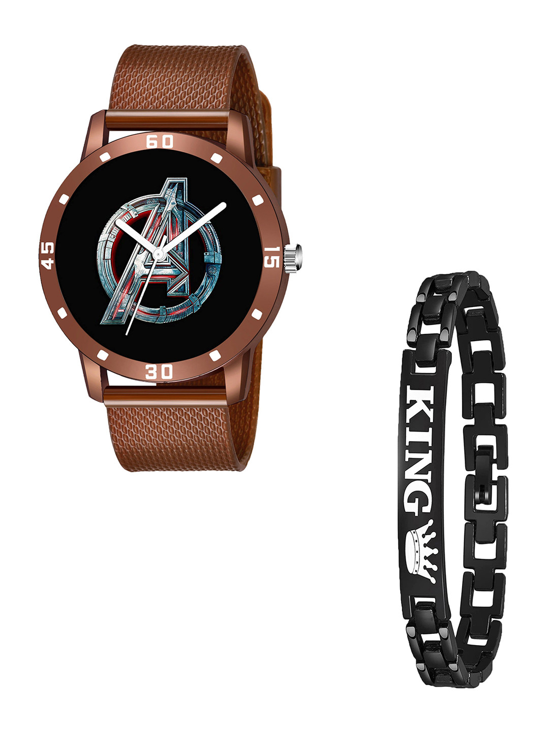 Gopal Shopcart Unisex Analogue Watch & Bracelet avengers Brown Aeviyo Black King