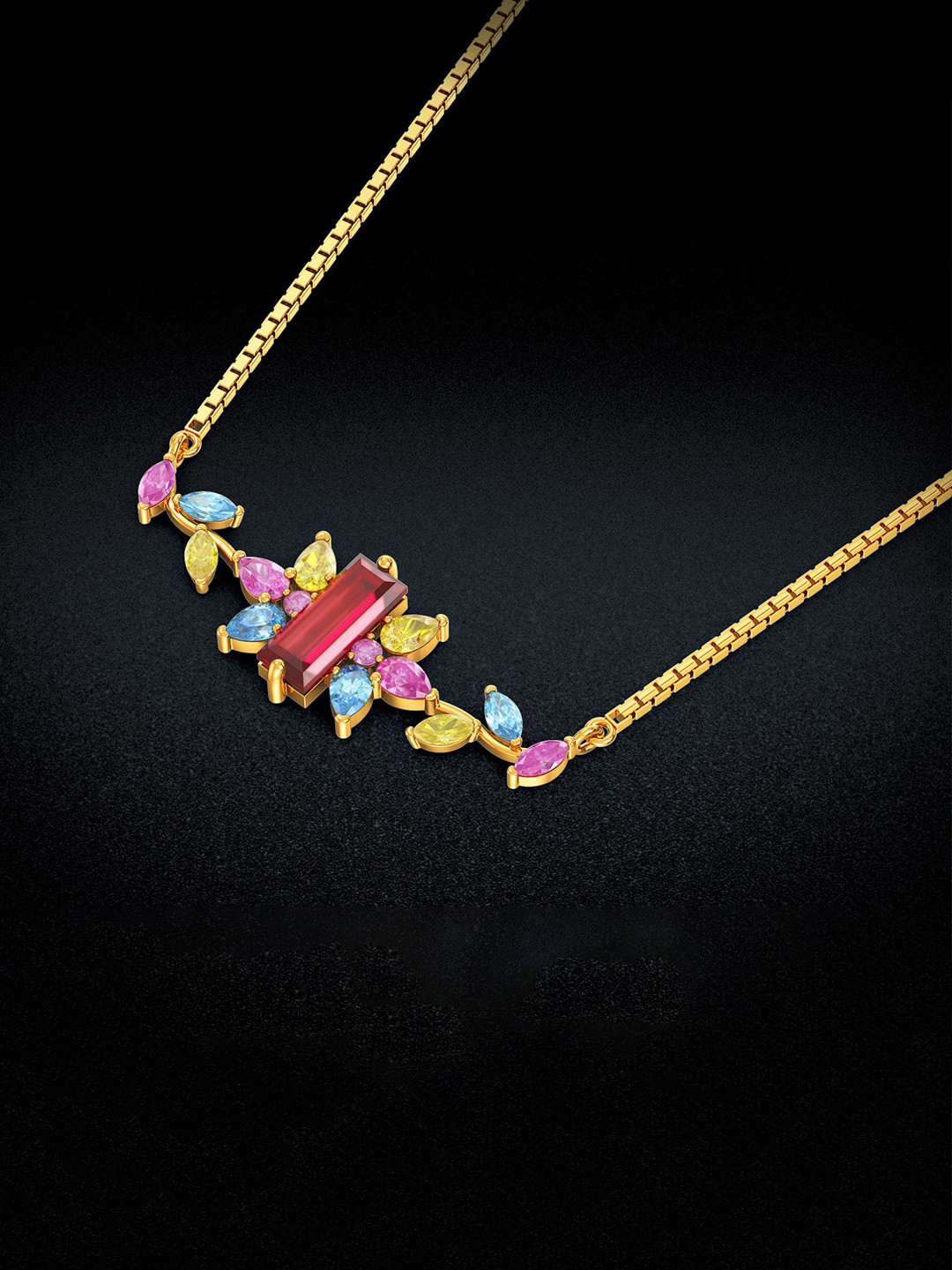 Joyalukkas Women 22 Kt Blooming Rectangle Charm Gold Necklace