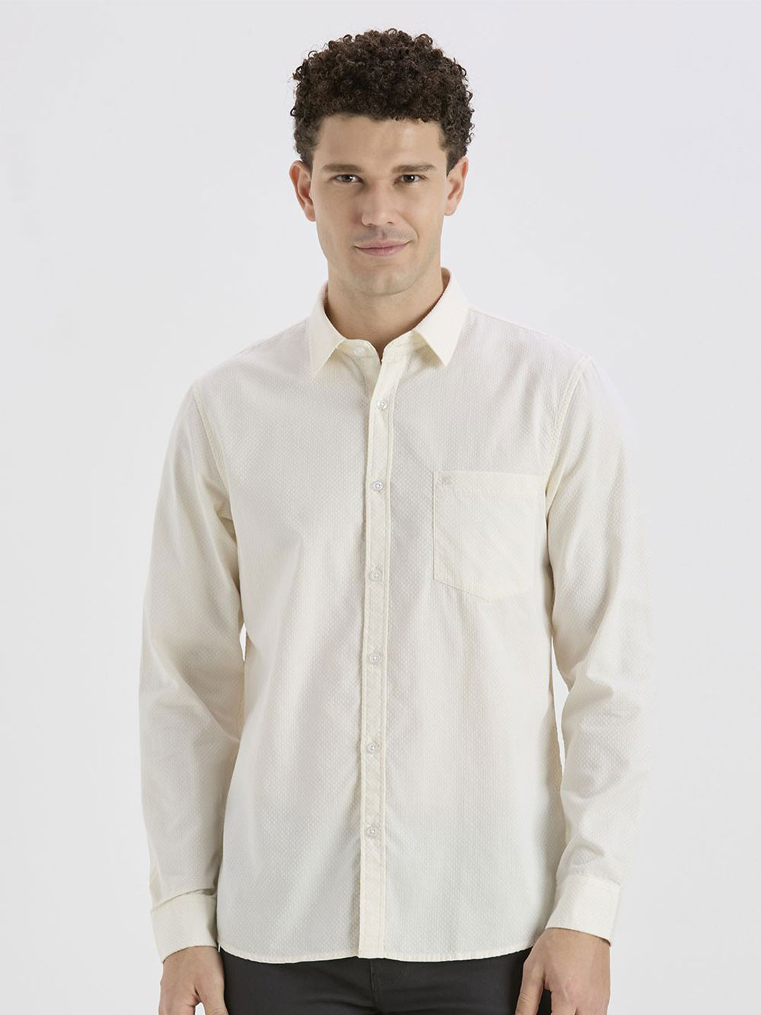 ROCKING SWAMY Men Self Design Regular Fit Cotton Casual Shirt