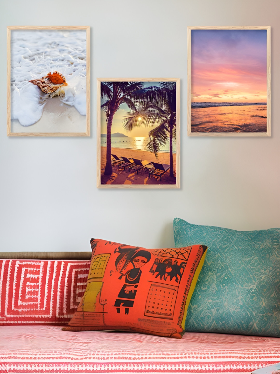 Kotart Brown & White 3 Pieces Modern Restaurant Painting Wall Arts