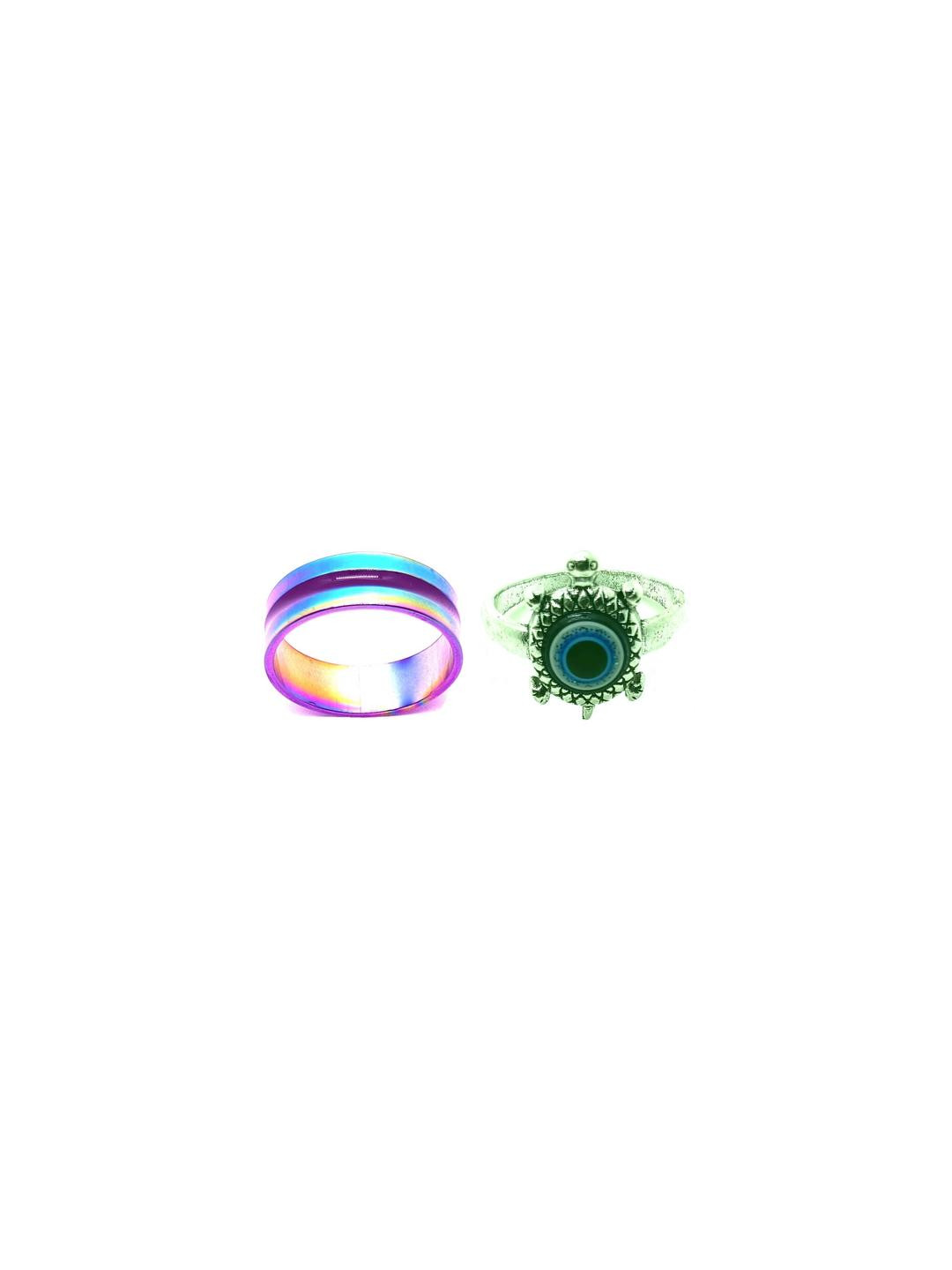 Dynamic Retail Global Set of 2 Rings for Men & Women, Multicolor-Green Alloy Ring ()