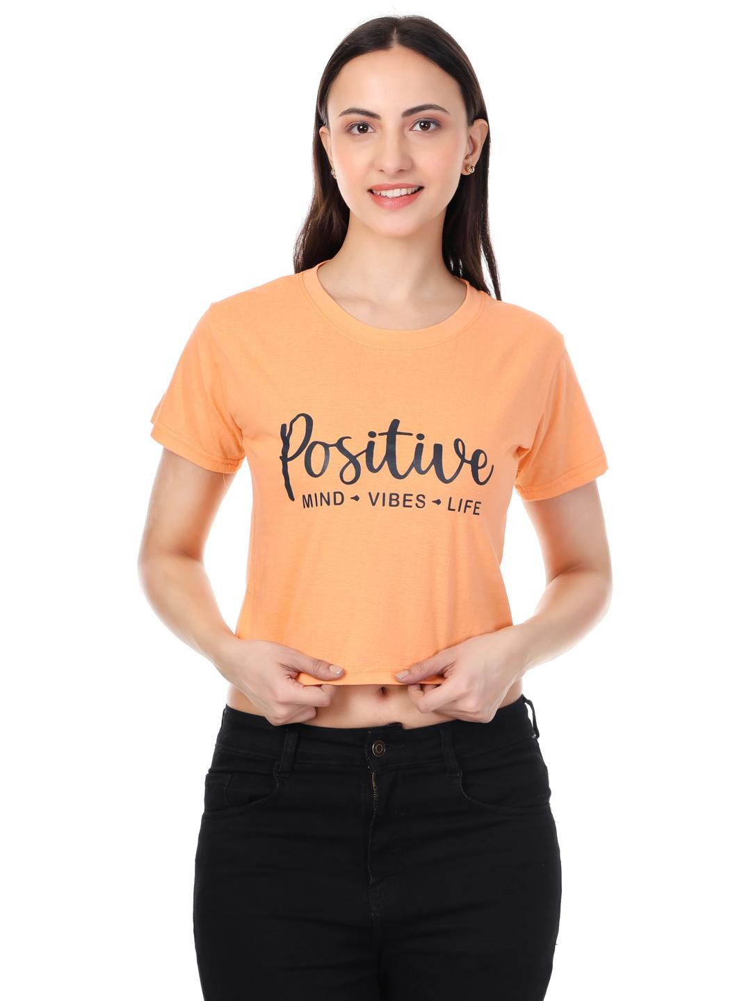 Girls Casual Cotton Blend Top (Orange, Pack of 1)