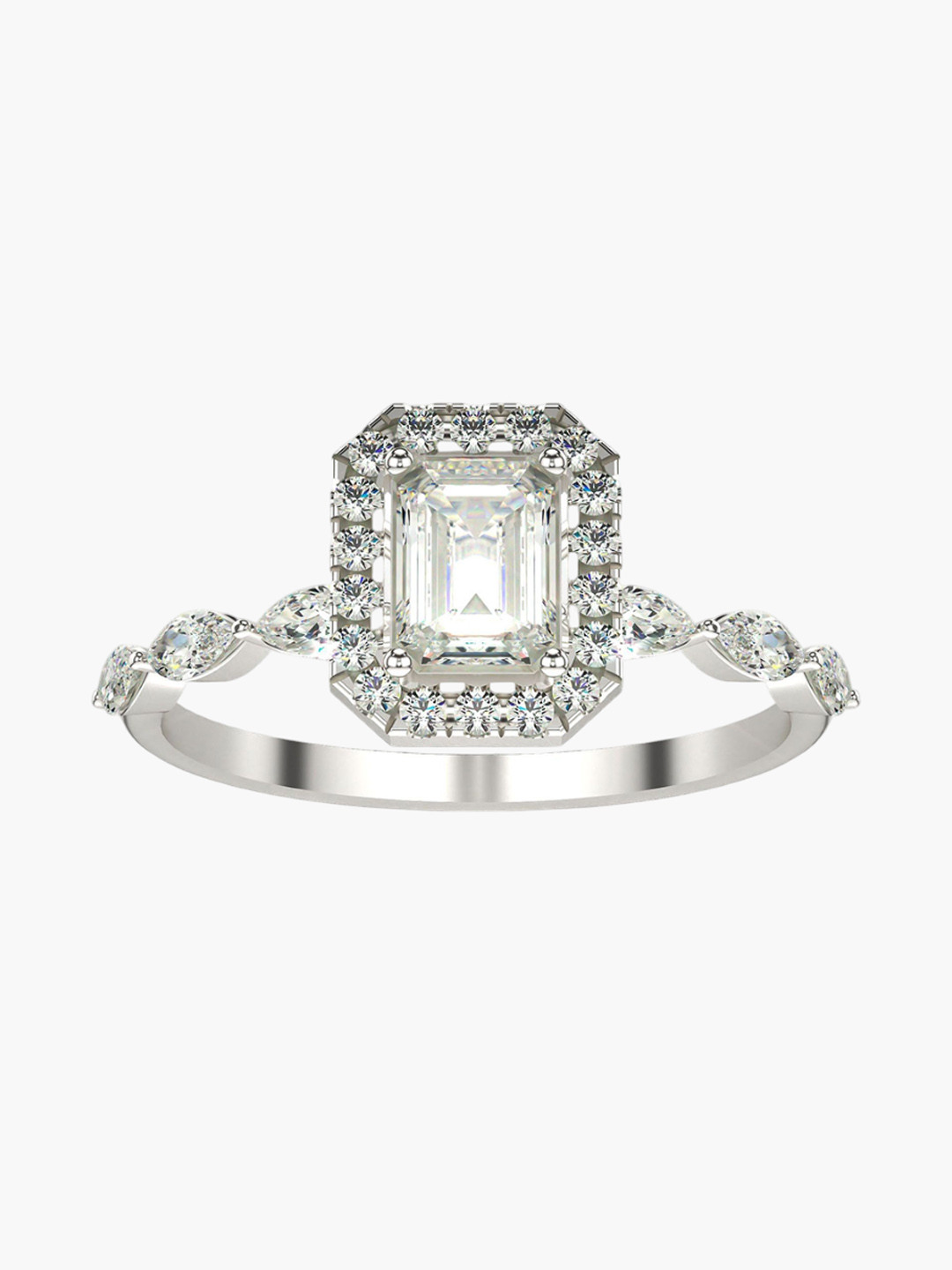 VALANOVA Women 18 Kt White Gold & Certified Lab Grown Diamond Ring 1.14gm 0.95 carat